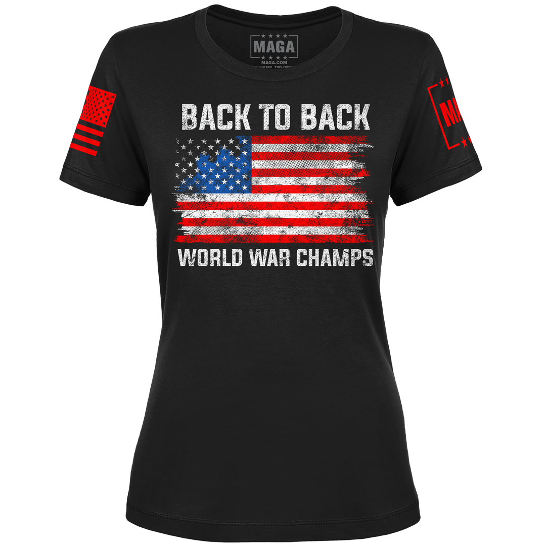 Black / XS Back to Back World War Champs Ladies Tee maga trump