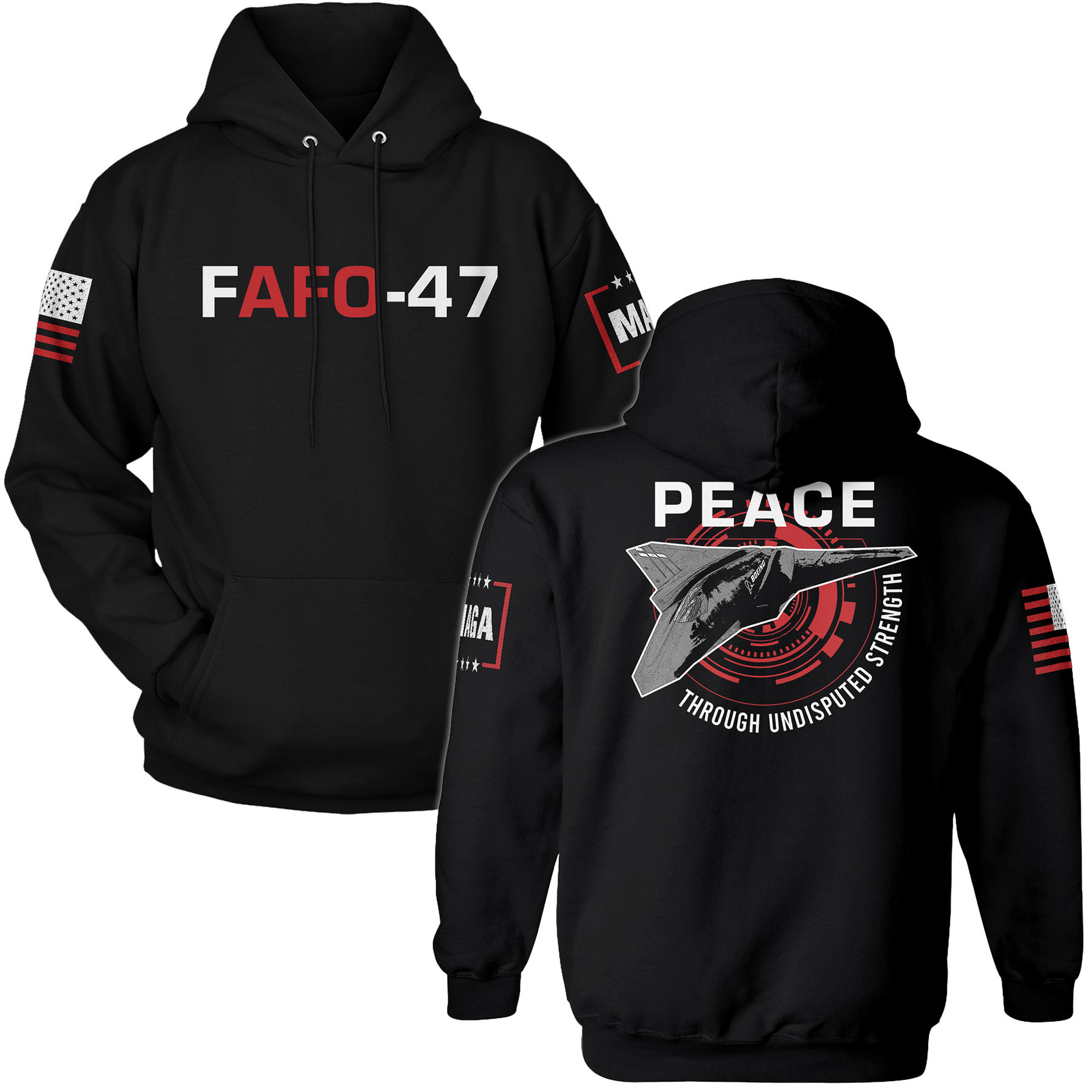 Black / XS FAFO-47 Hoodie maga trump