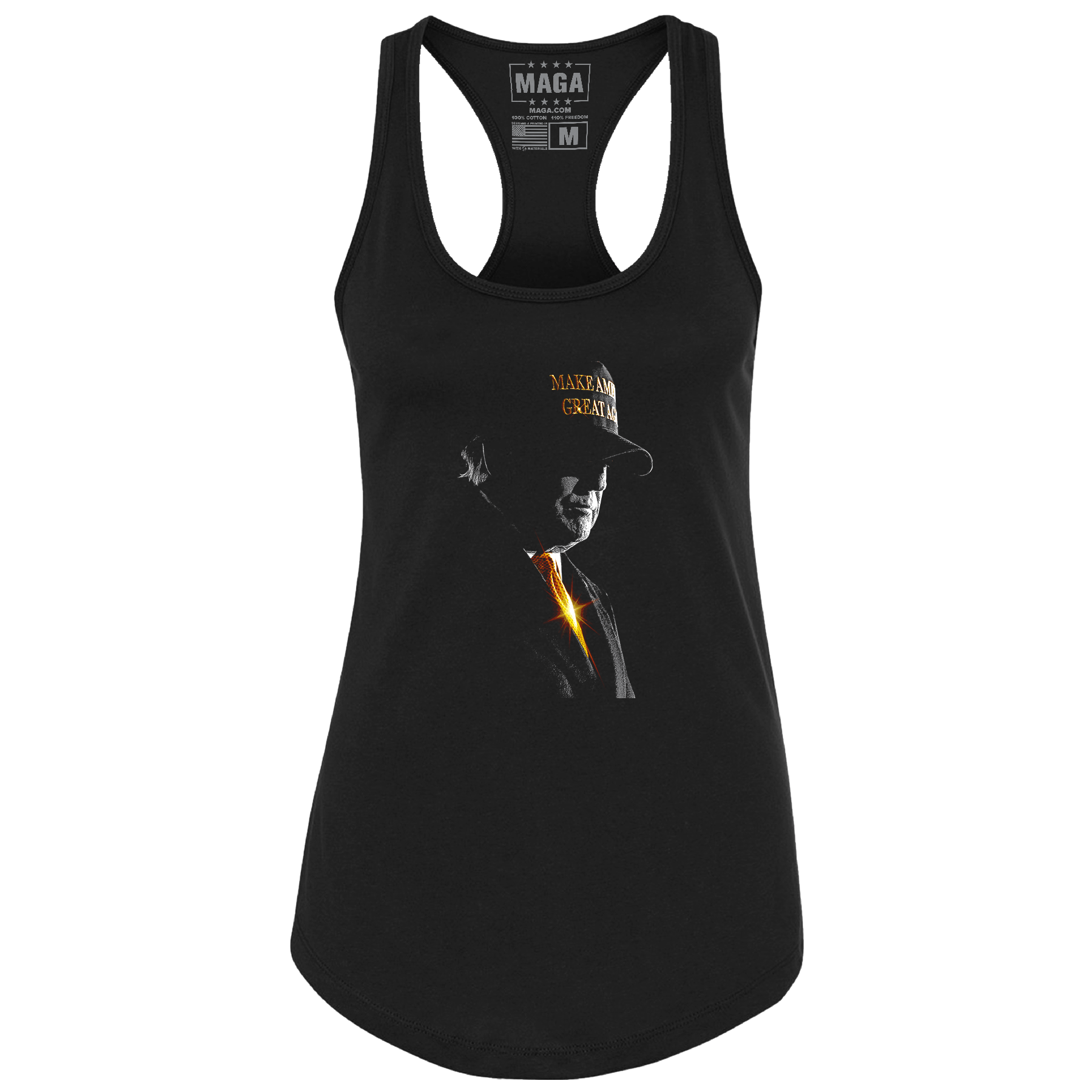 Black / XS Golden MAGA Ladies Racerback Tank Top maga trump