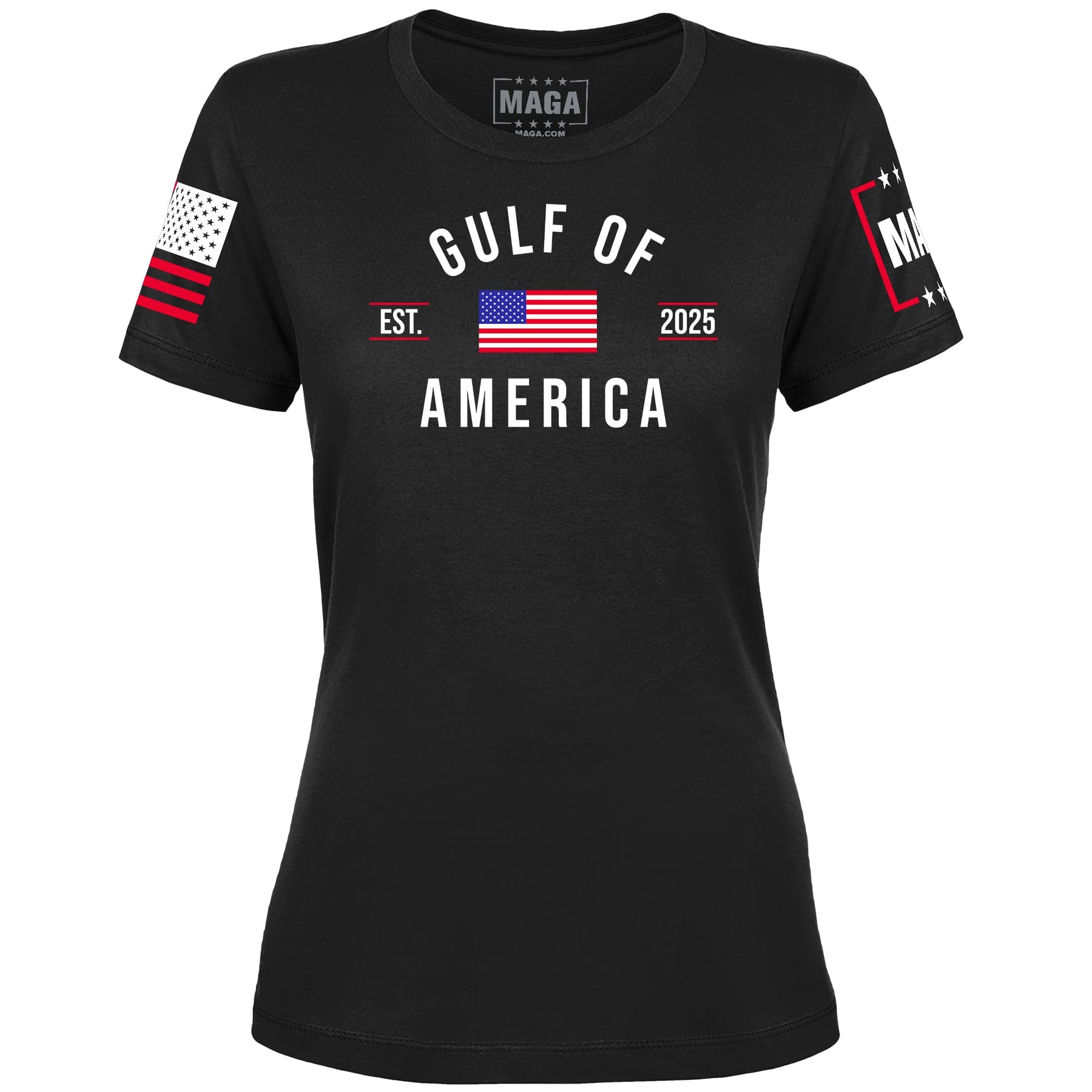 Black / XS Gulf of America EST 2025 Ladies Tee maga trump