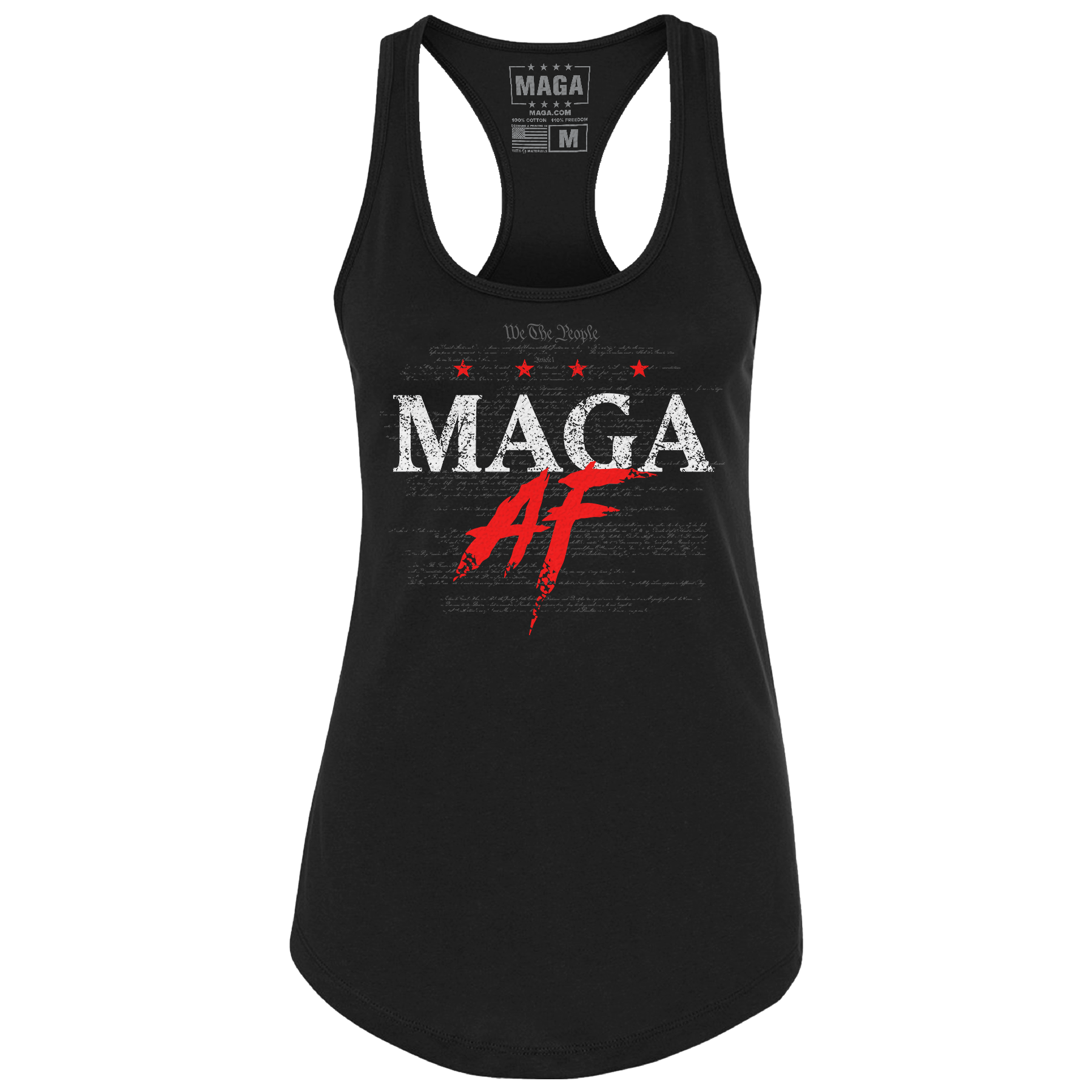 Black / XS MAGA AF Ladies Racerback Tank maga trump