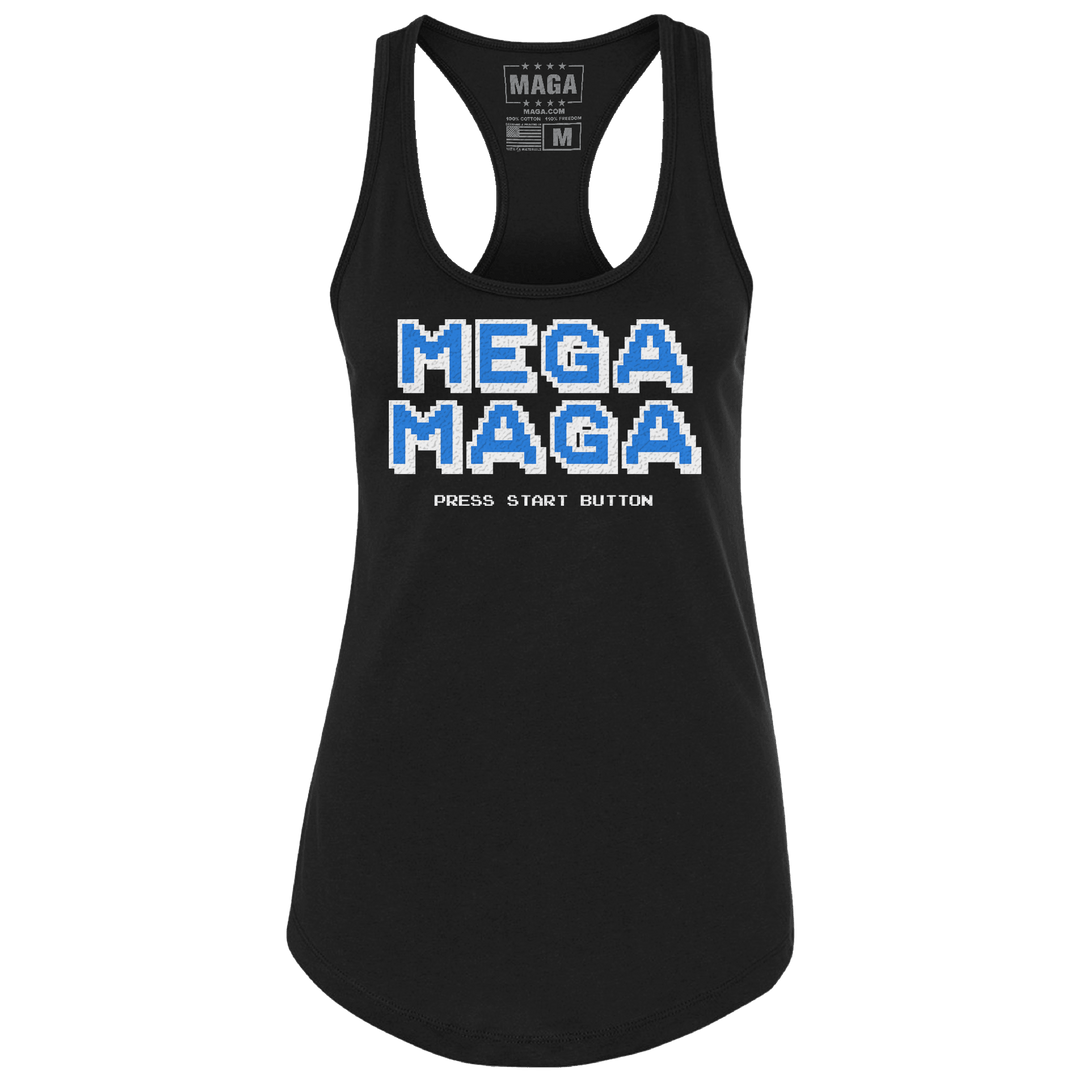 Black / XS Mega MAGA Ladies Racerback Tank maga trump