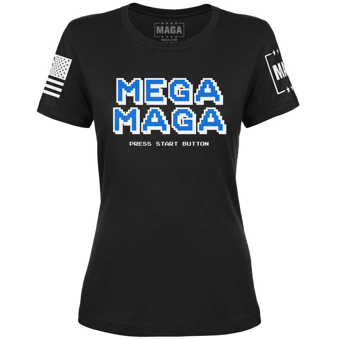 Black / XS Mega MAGA Ladies Tee maga trump