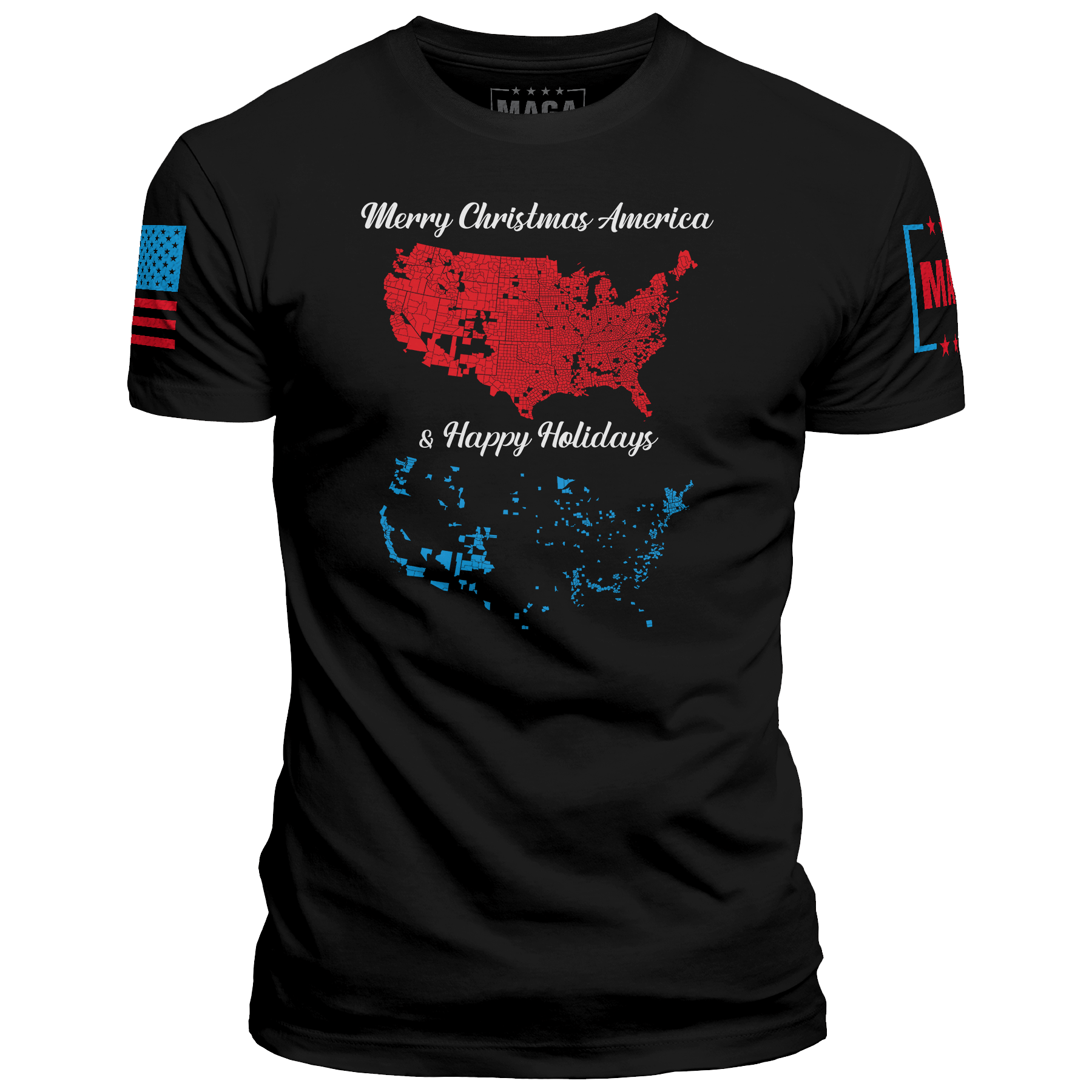 Black / XS Merry Christmas America and Happy Holidays maga trump