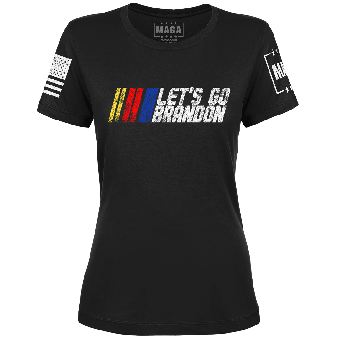Black / XS / Premium Soft Shirt Let's Go Brandon Racing Ladies Tee maga trump