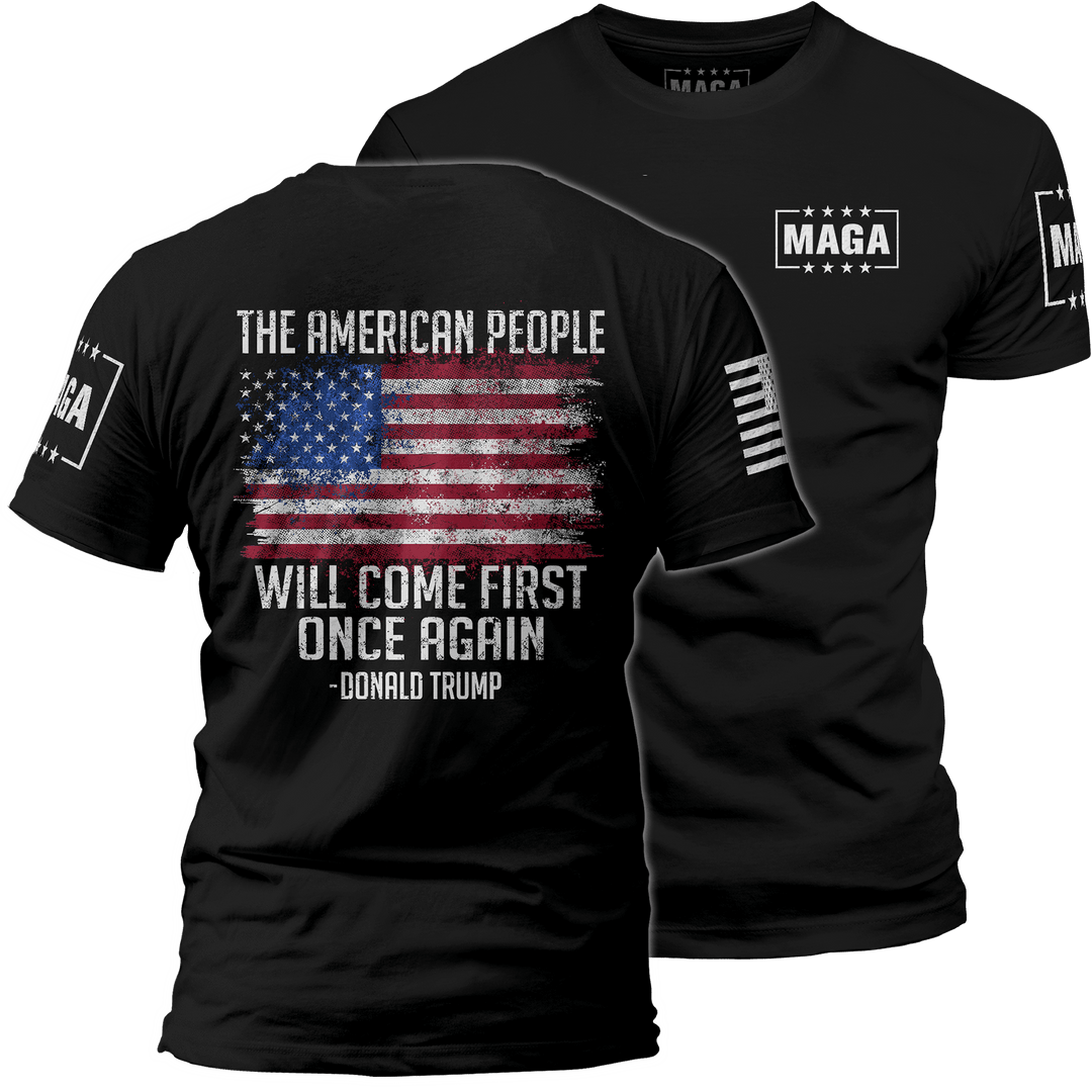 Black / XS The American People Will Come First maga trump