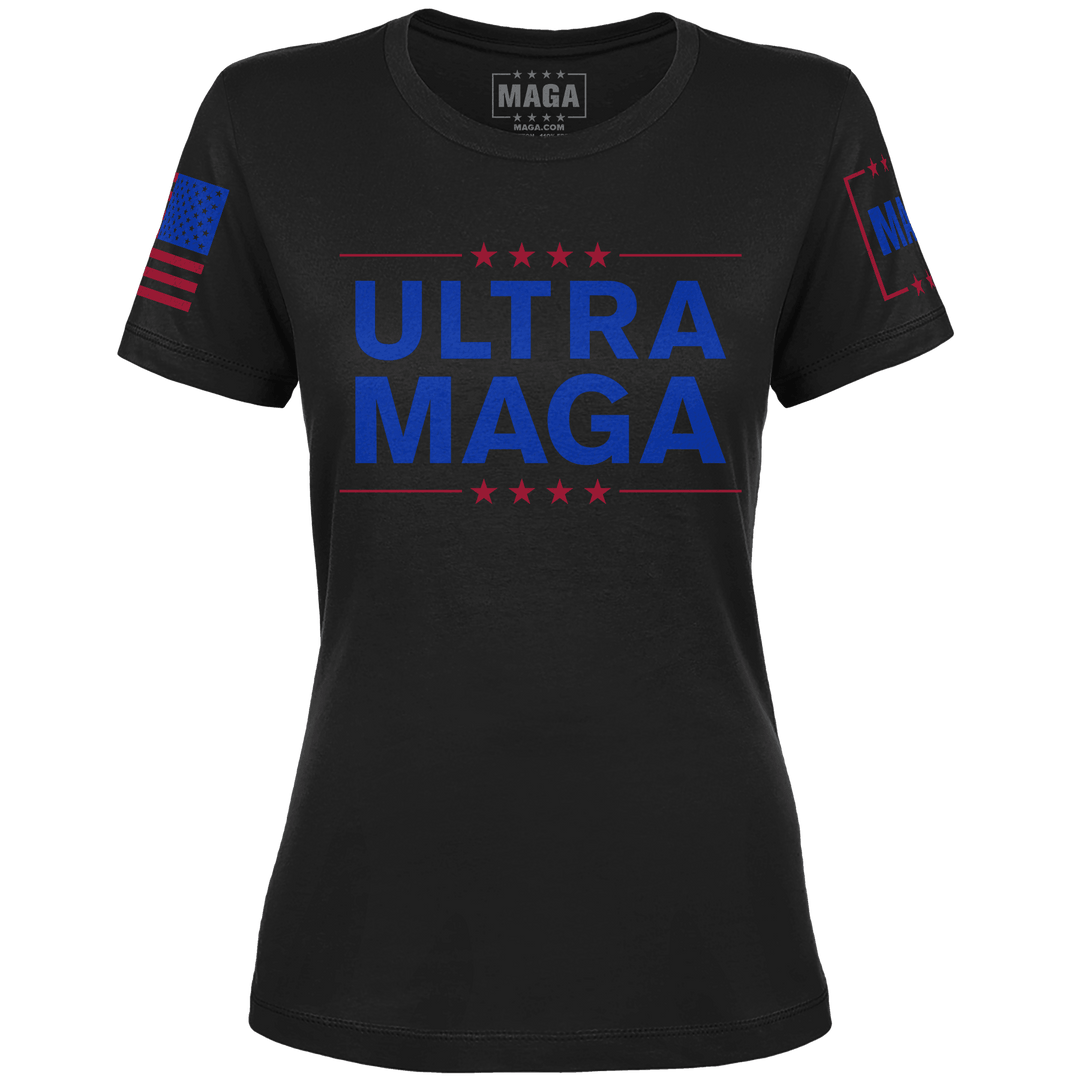 Black / XS Ultra MAGA Ladies Tee - Black maga trump