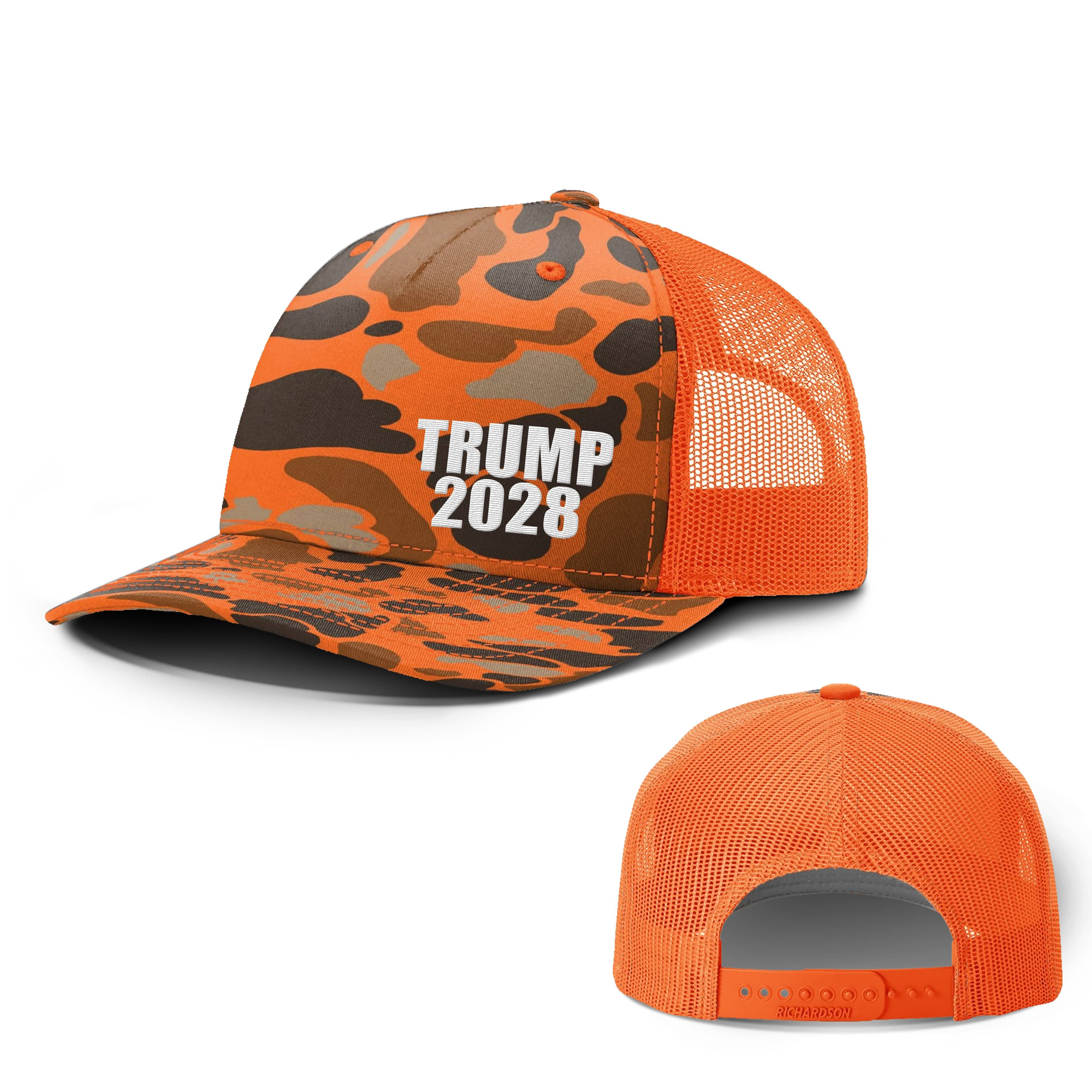 Blaze Duck Camo and Blaze TRUMP 2028 Lower Left Hunting Hats maga trump