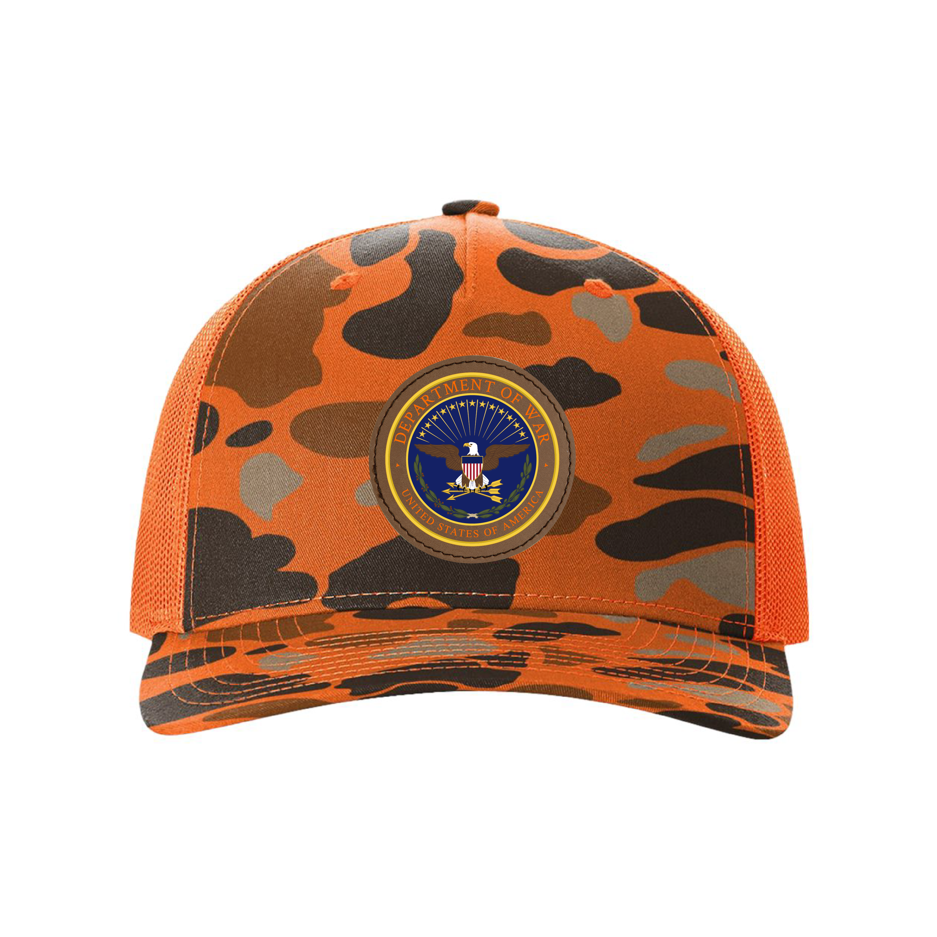 Blaze Duck Camo/Blaze DOW Leather Patch Hunting Hats maga trump
