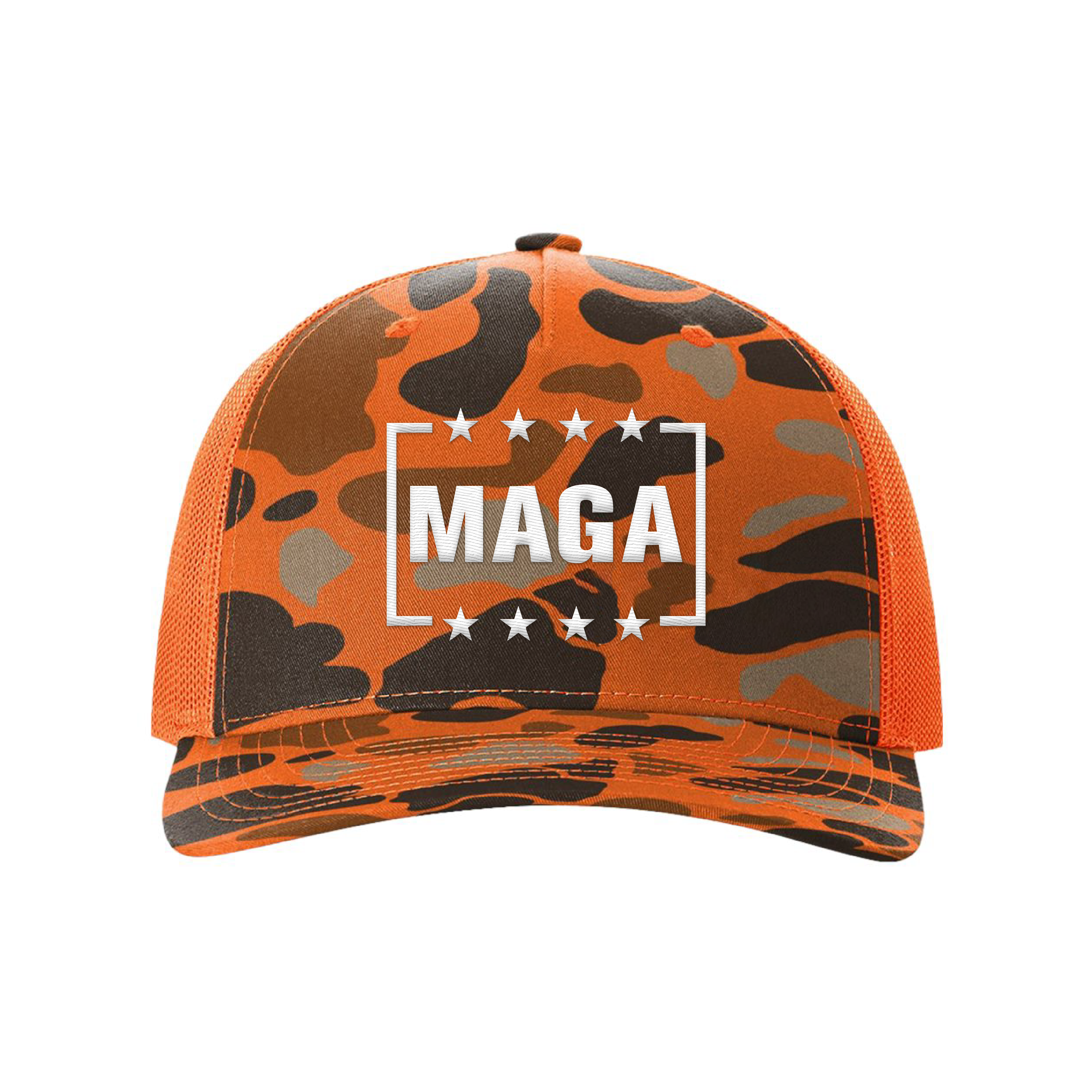 Blaze Duck Camo/Blaze / White MAGA Hunting Hats maga trump