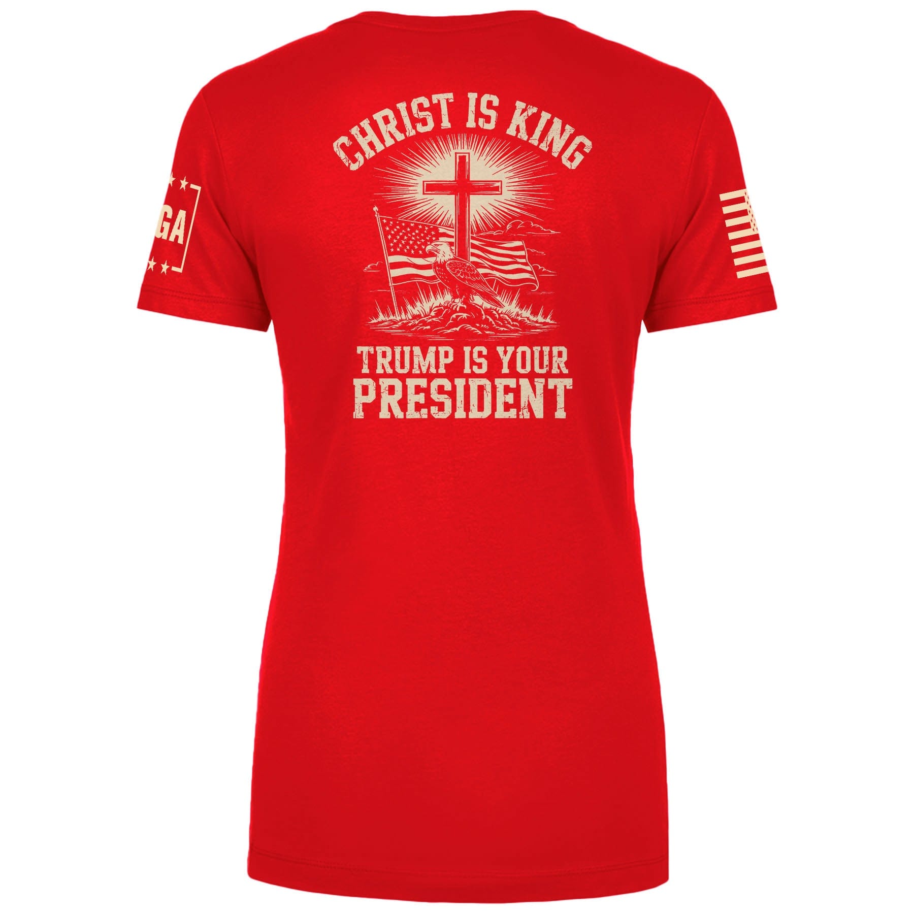 Christ is King and Trump is President v2 Ladies Tee maga trump