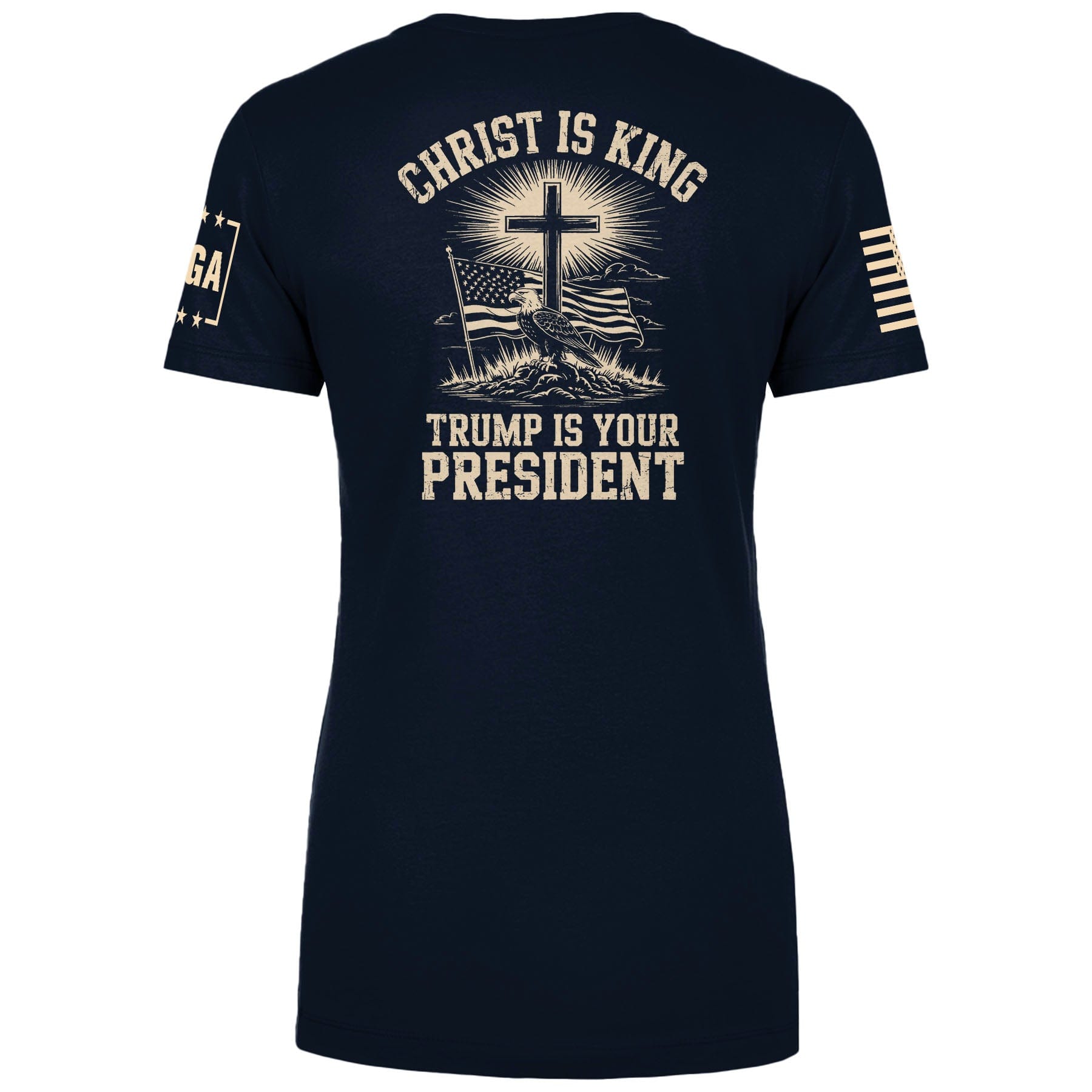 Christ is King and Trump is President v2 Ladies Tee maga trump