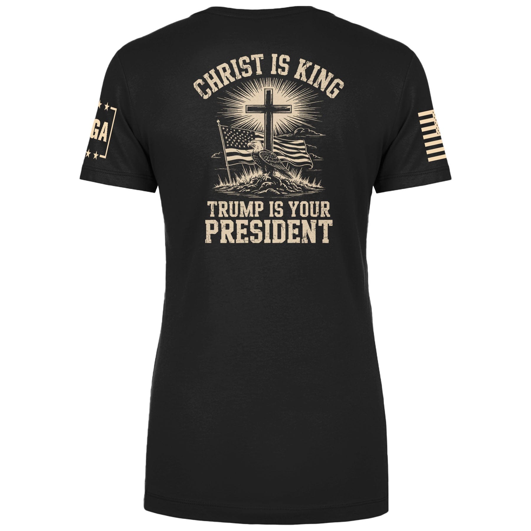 Christ is King and Trump is President v2 Ladies Tee maga trump