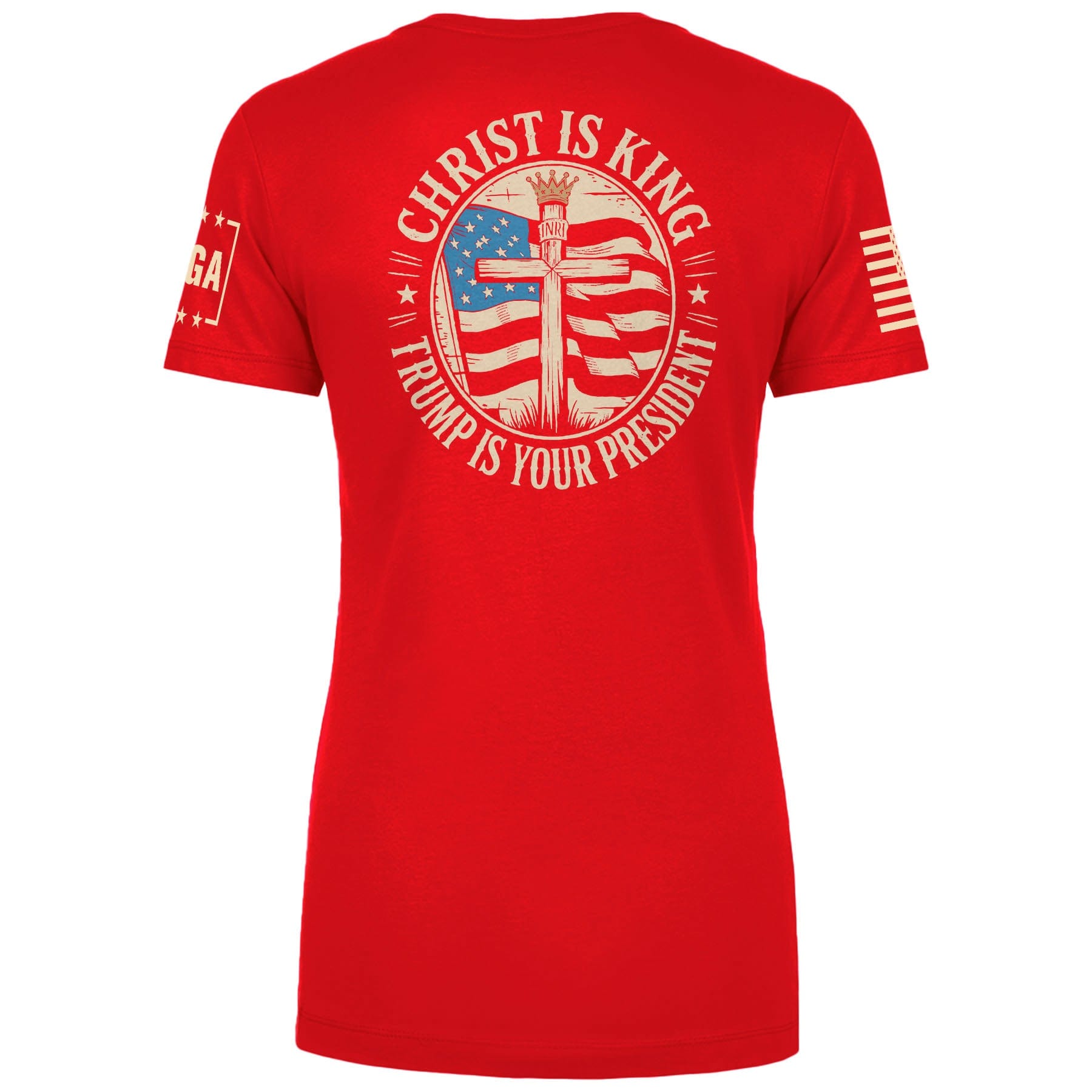 Christ is King and Trump is President v3 Ladies Tee maga trump