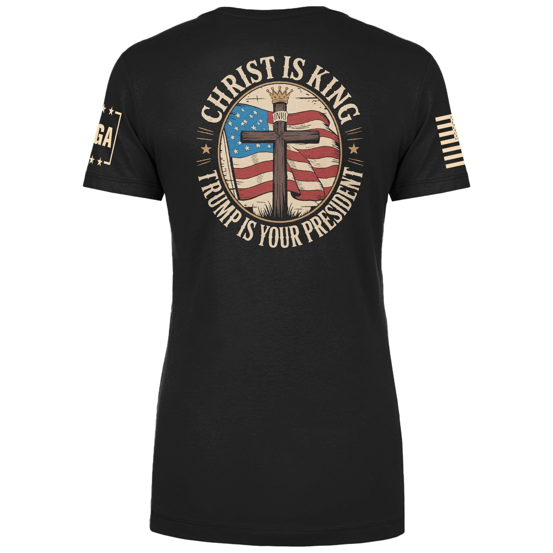 Christ is King and Trump is President v3 Ladies Tee maga trump