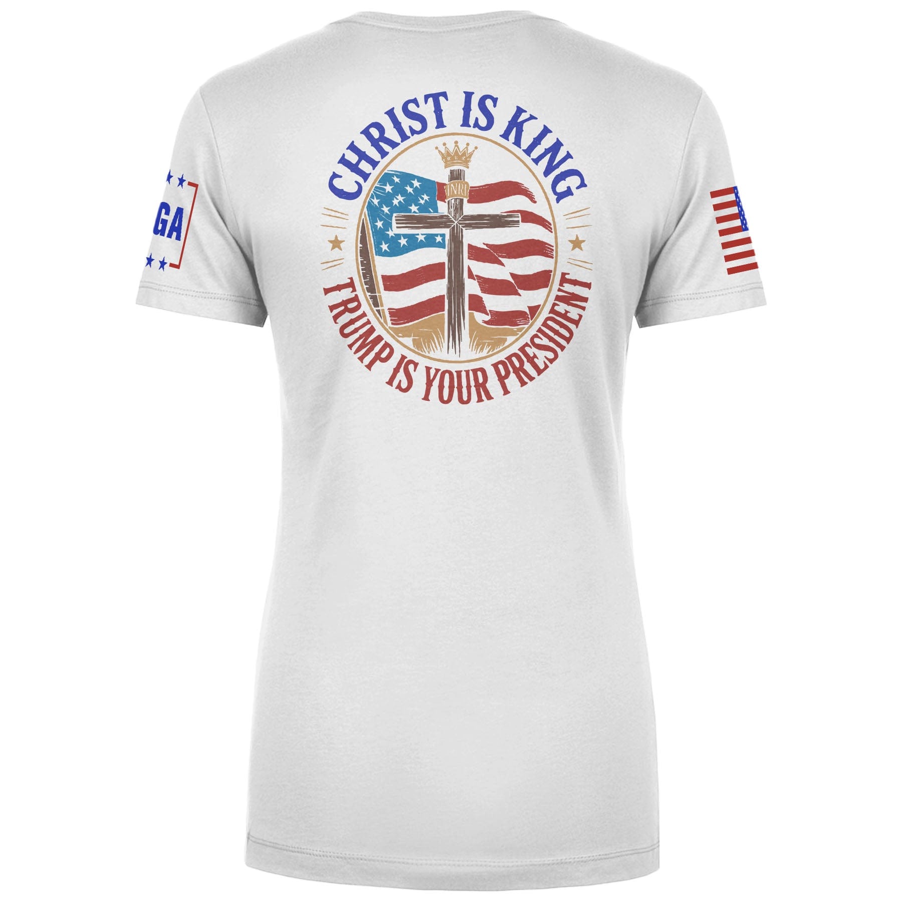 Christ is King and Trump is President v3 Ladies Tee maga trump