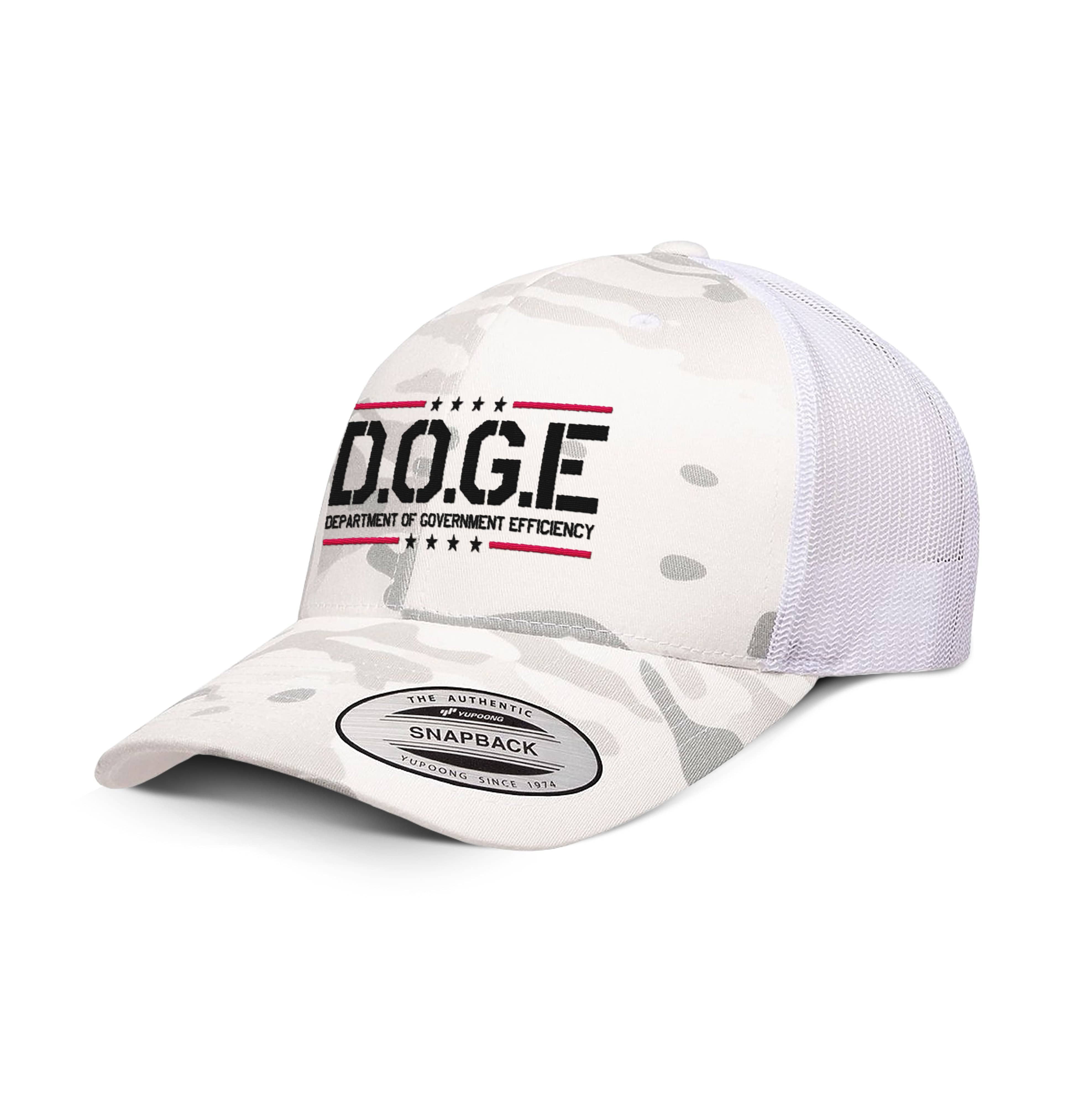 Classics Six-Panel Retro Trucker Cap / Alpine White / OS DOGE Department Of Government Efficiency Camo Edition Trucker Hat maga trump