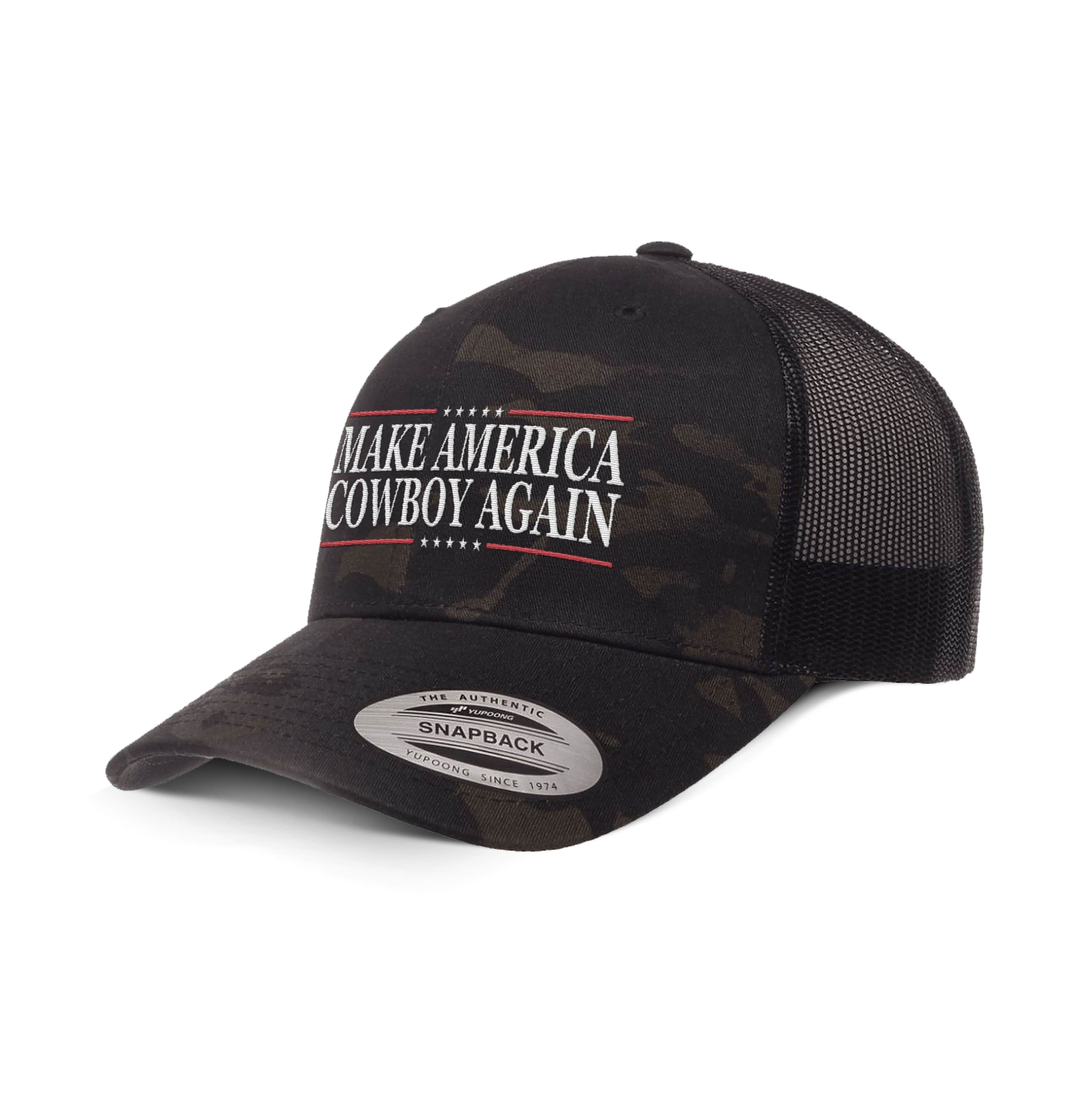 Classics Six-Panel Retro Trucker Cap / Black Multicam / OS Make America Cowboy Again Camo Edition Trucker Hat maga trump
