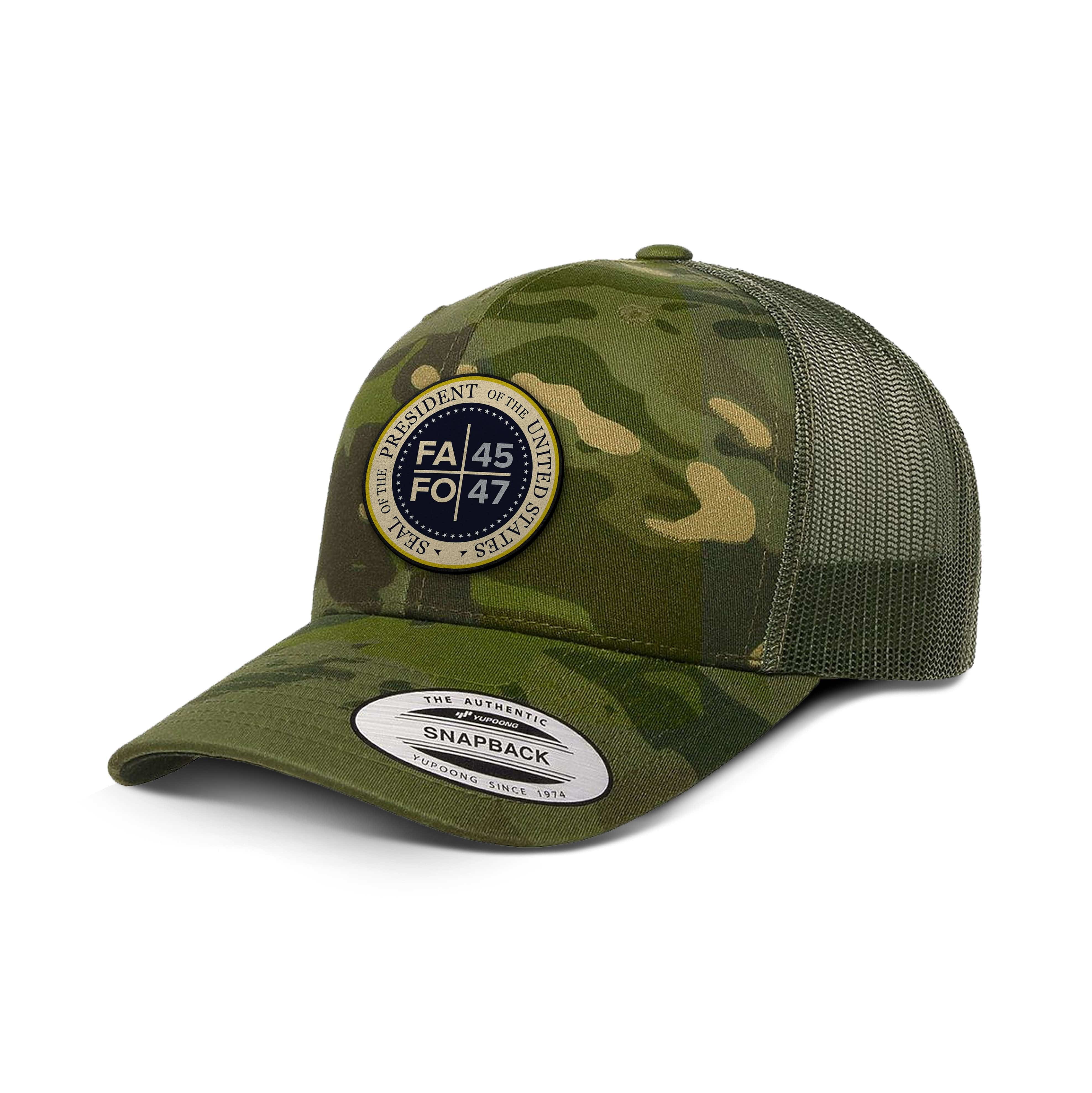 Classics Six-Panel Retro Trucker Cap / Tropic Green / OS FAFO 45 47 Leather Patch Camo Edition Trucker Hat maga trump
