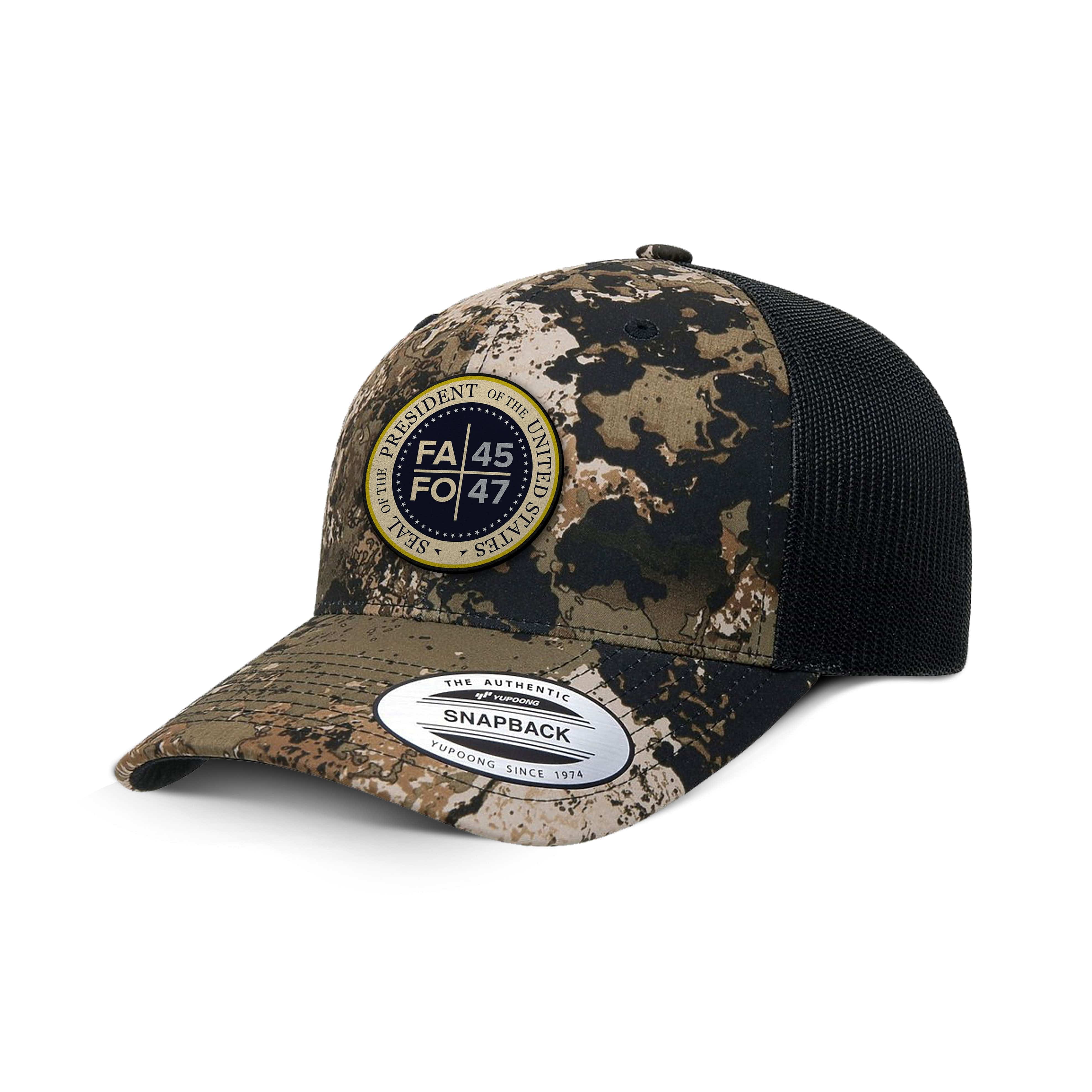 Classics Six-Panel Retro Trucker Cap / Veil Wideland / OS FAFO 45 47 Leather Patch Camo Edition Trucker Hat maga trump