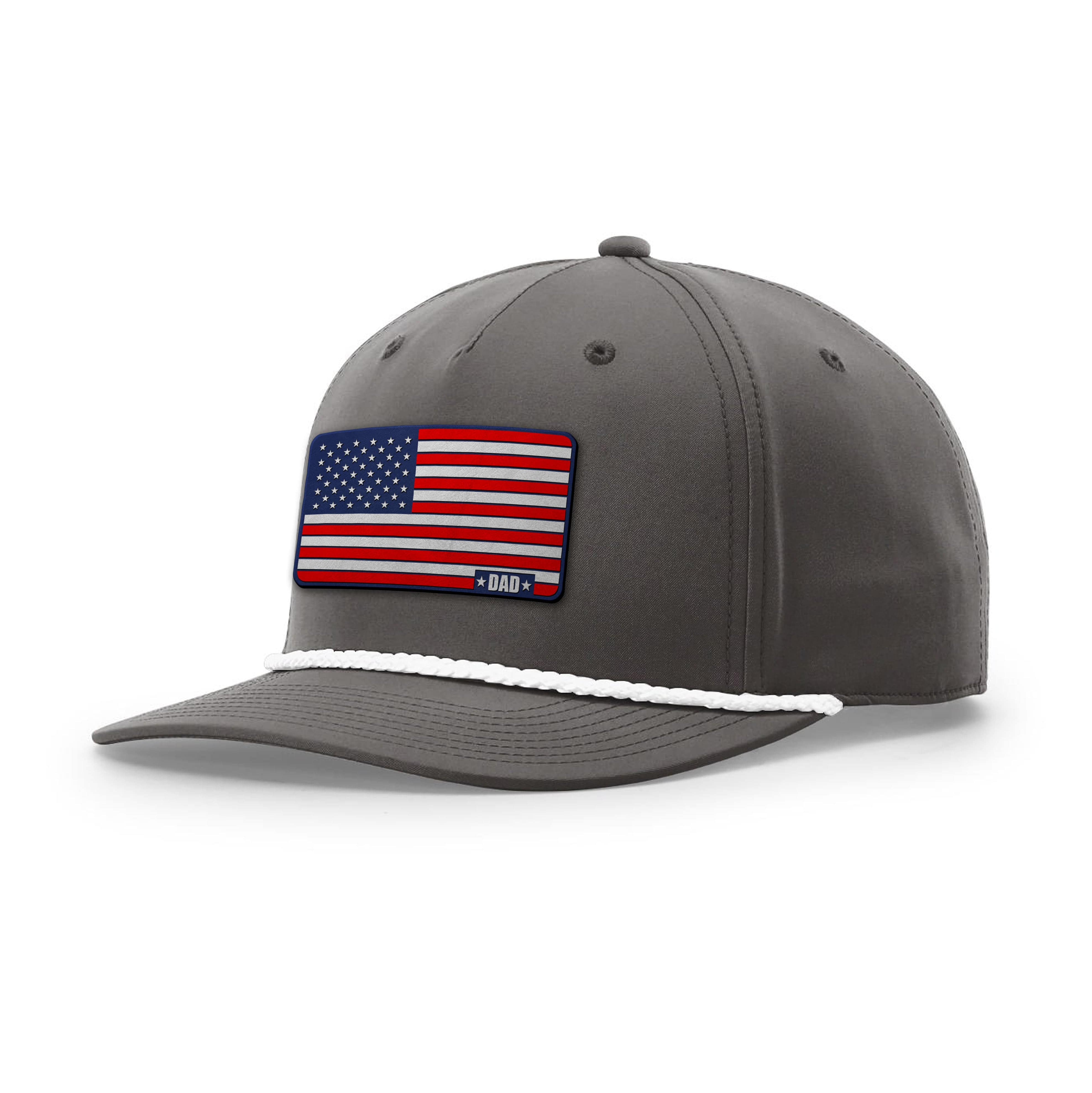 Dark Gray/White American Dad Flag Rope Hat maga trump