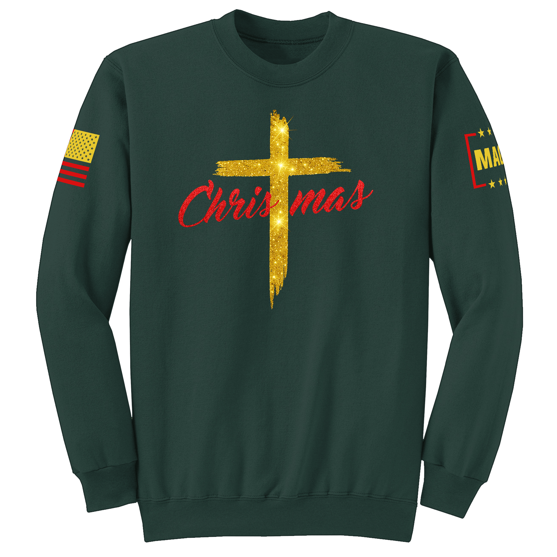 Dark Green / S Christmas Cross Sweatshirt maga trump