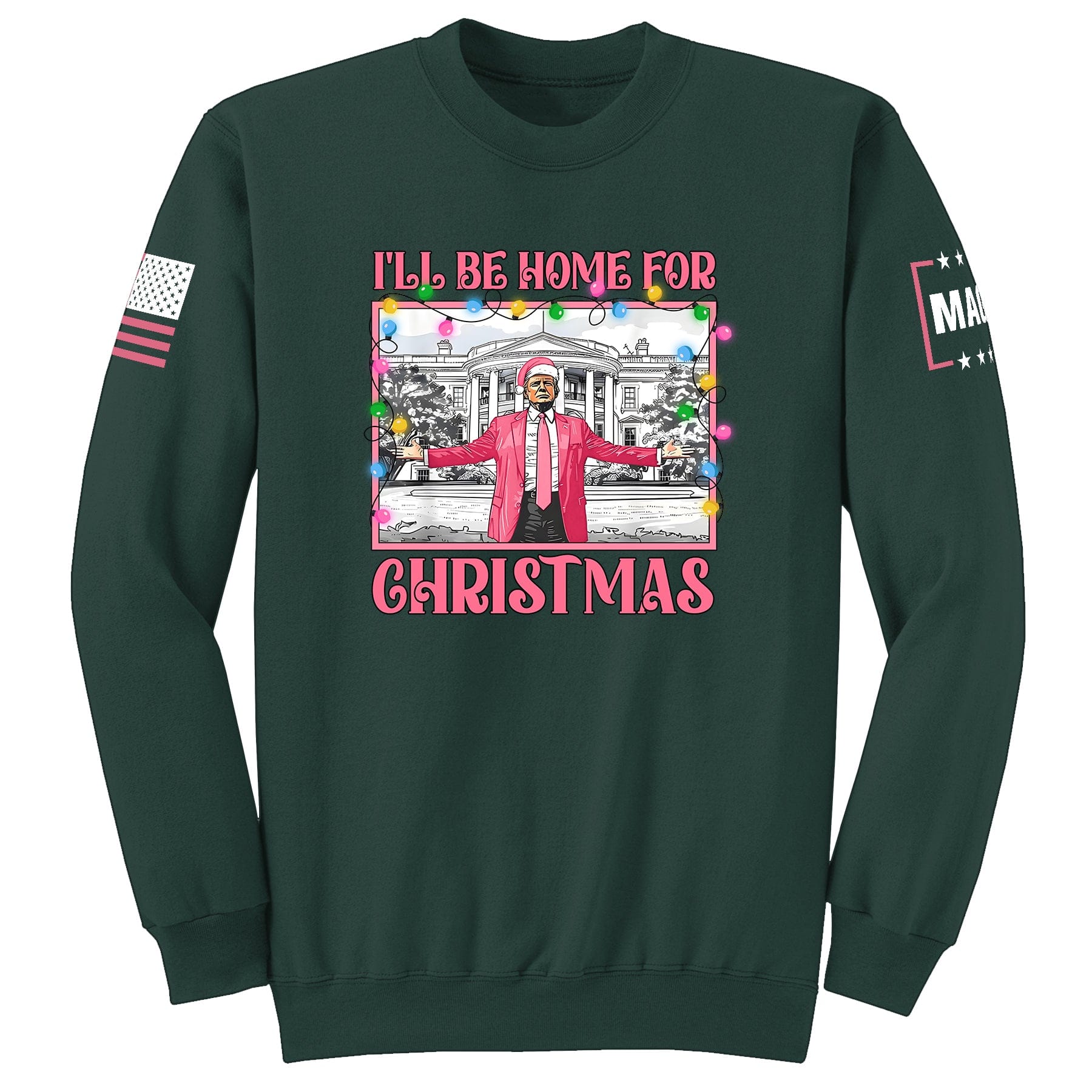 Dark Green / S I'll be home for Christmas 2 Sweatshirt maga trump