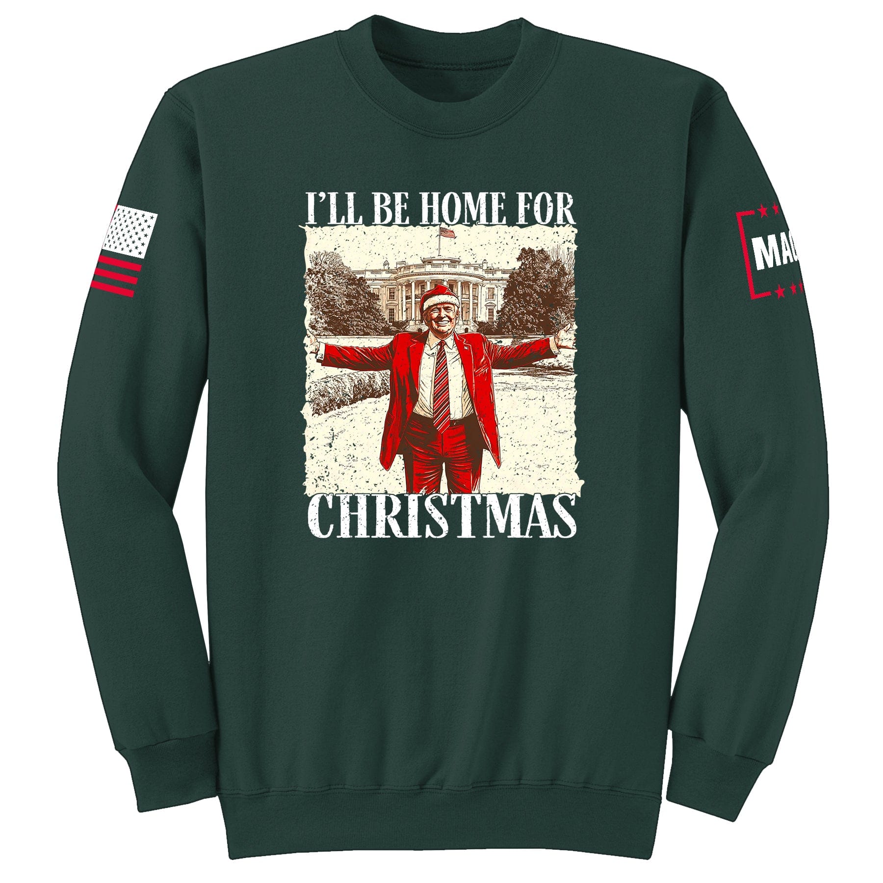 Dark Green / S I'll be home for Christmas 5 Sweatshirt maga trump