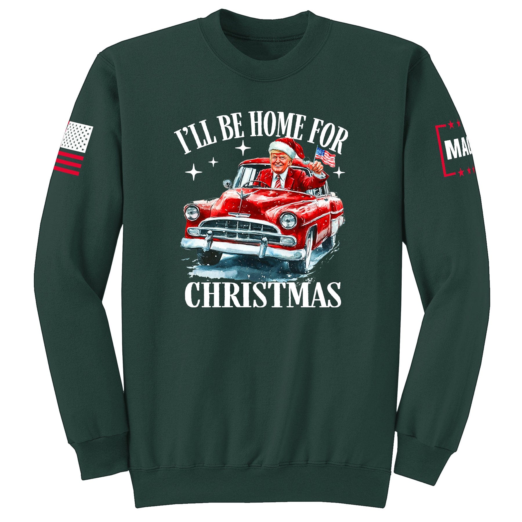 Dark Green / S I'll be home for Christmas Sweatshirt maga trump