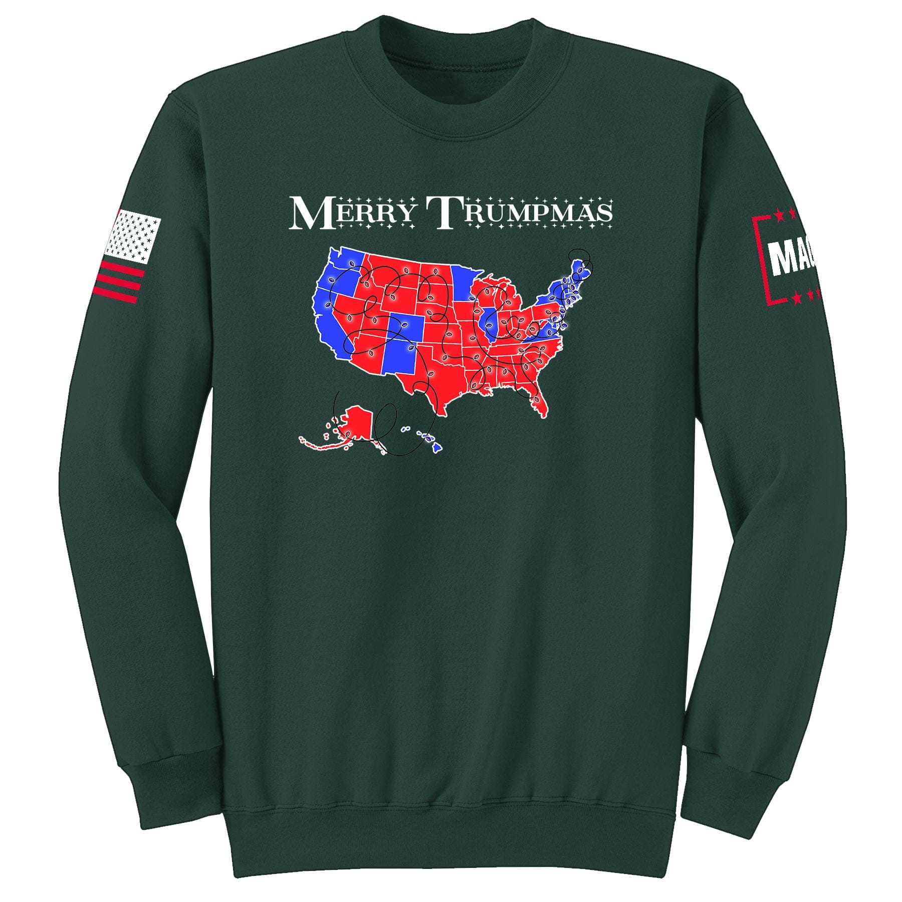 Dark Green / S Merry Trumpmas Sweatshirt maga trump