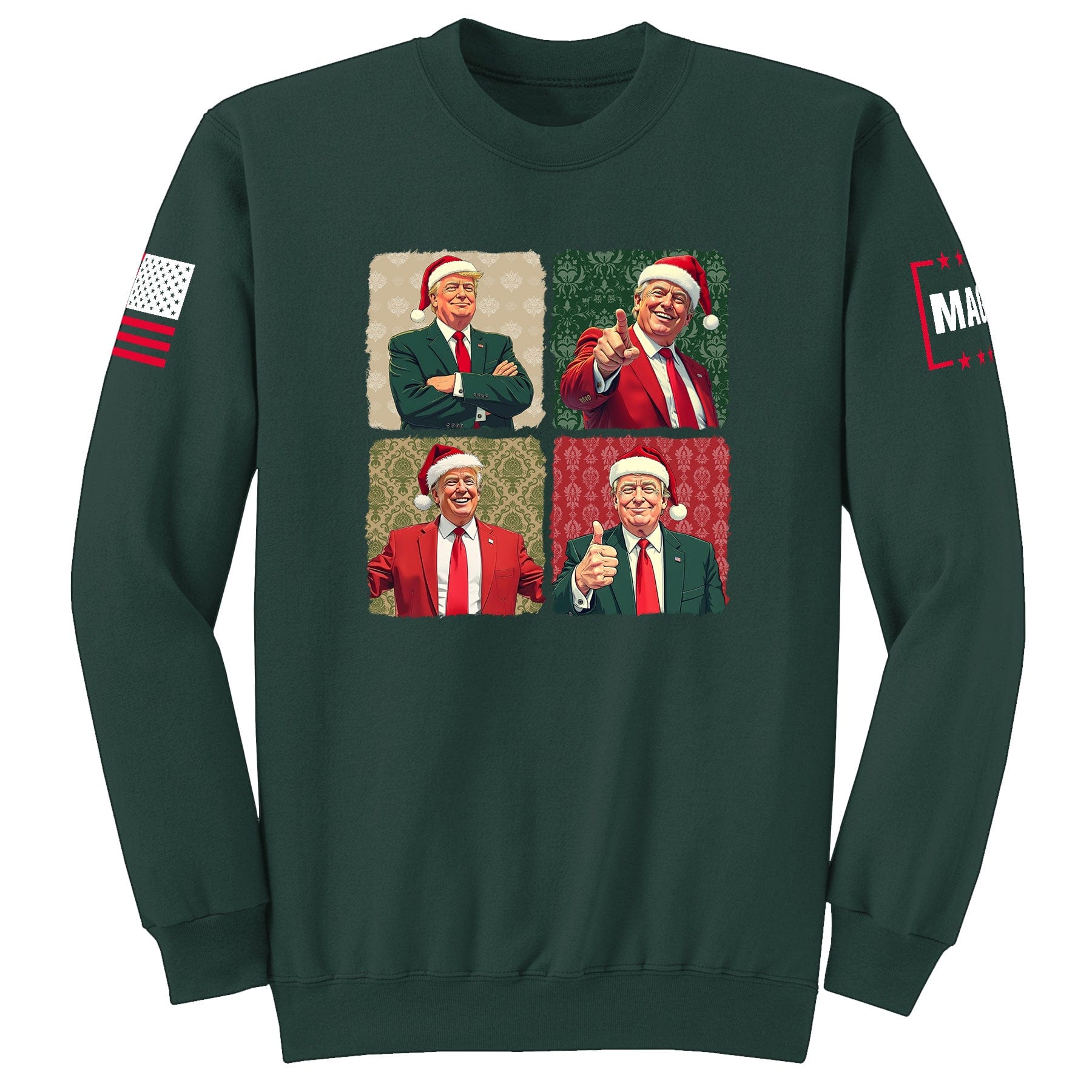 Dark Green / S Santa Trump Sweatshirt maga trump