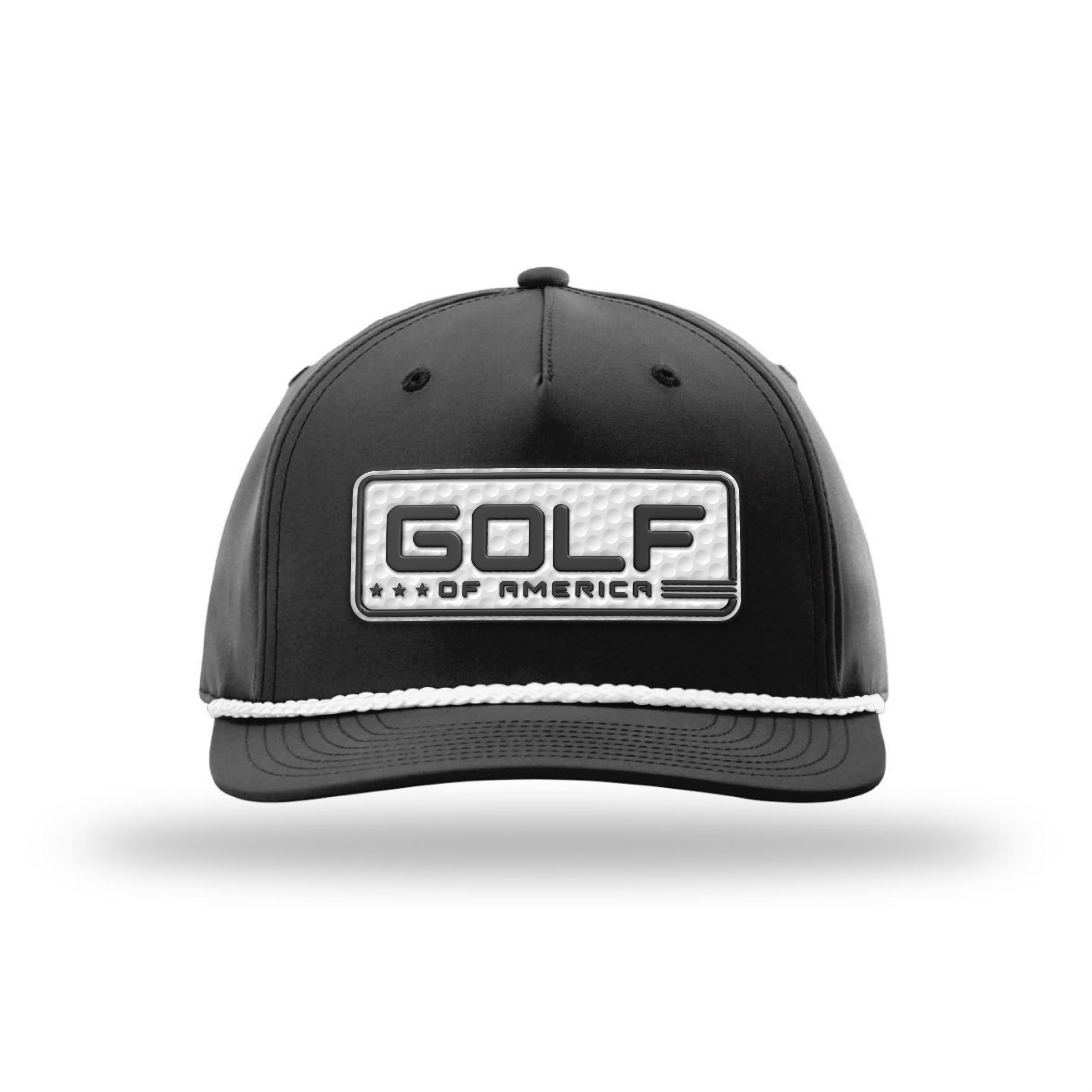 Five Panel Classic Rope / Black/White Golf of America Golf Patch Rope Hat maga trump