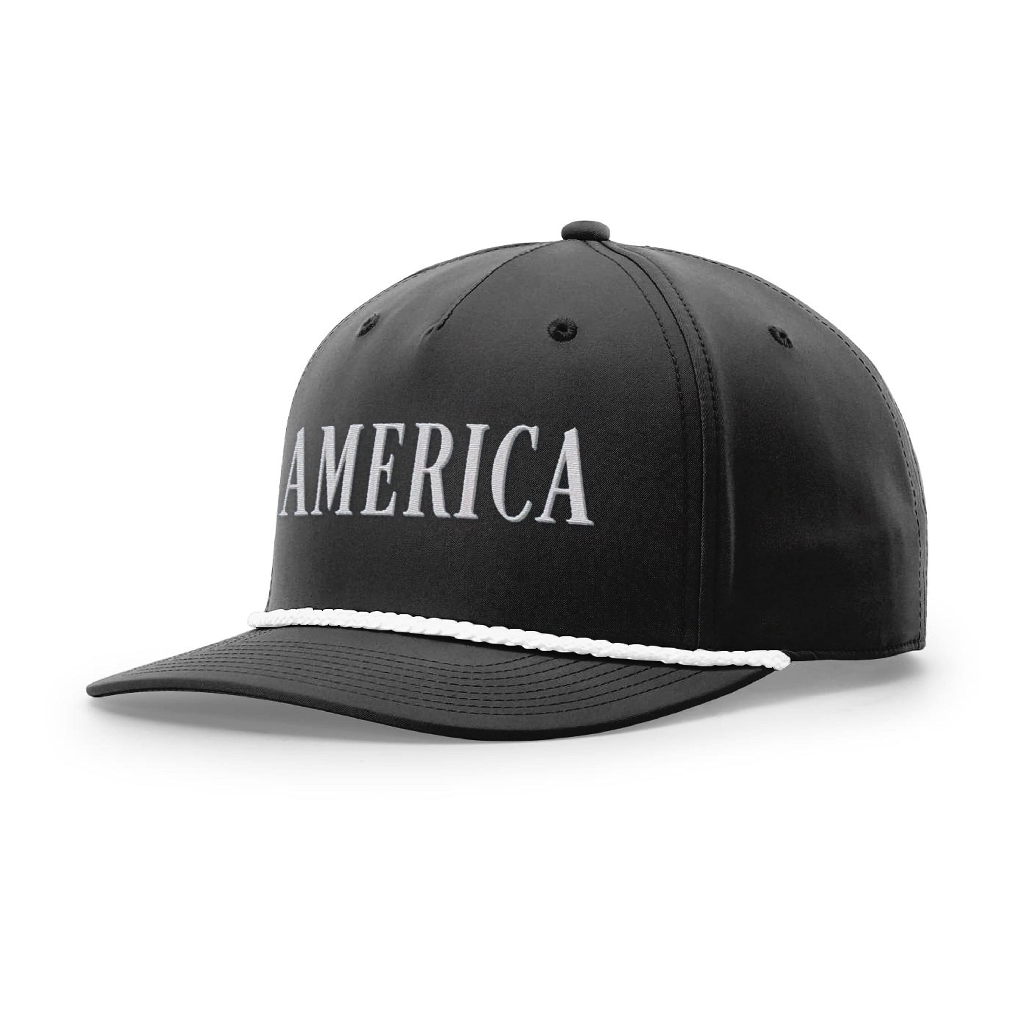 Five Panel Classic Rope / Black/White / OS America Rope Hat maga trump