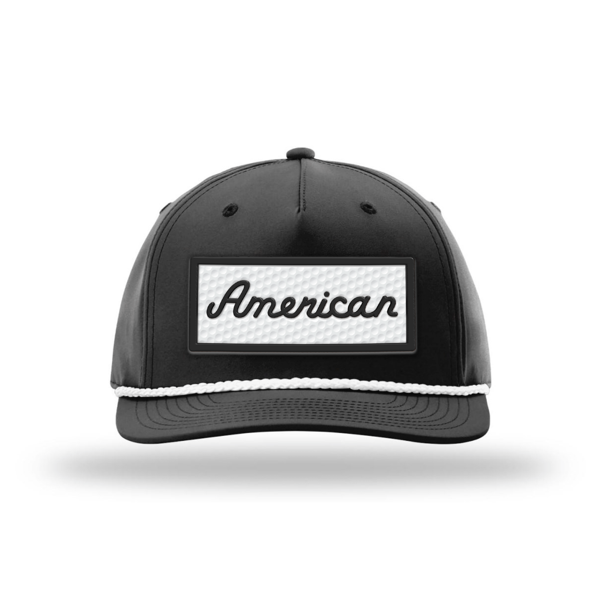 Five Panel Classic Rope / Black/White / OS American Golf Ball Patch Rope Hat maga trump