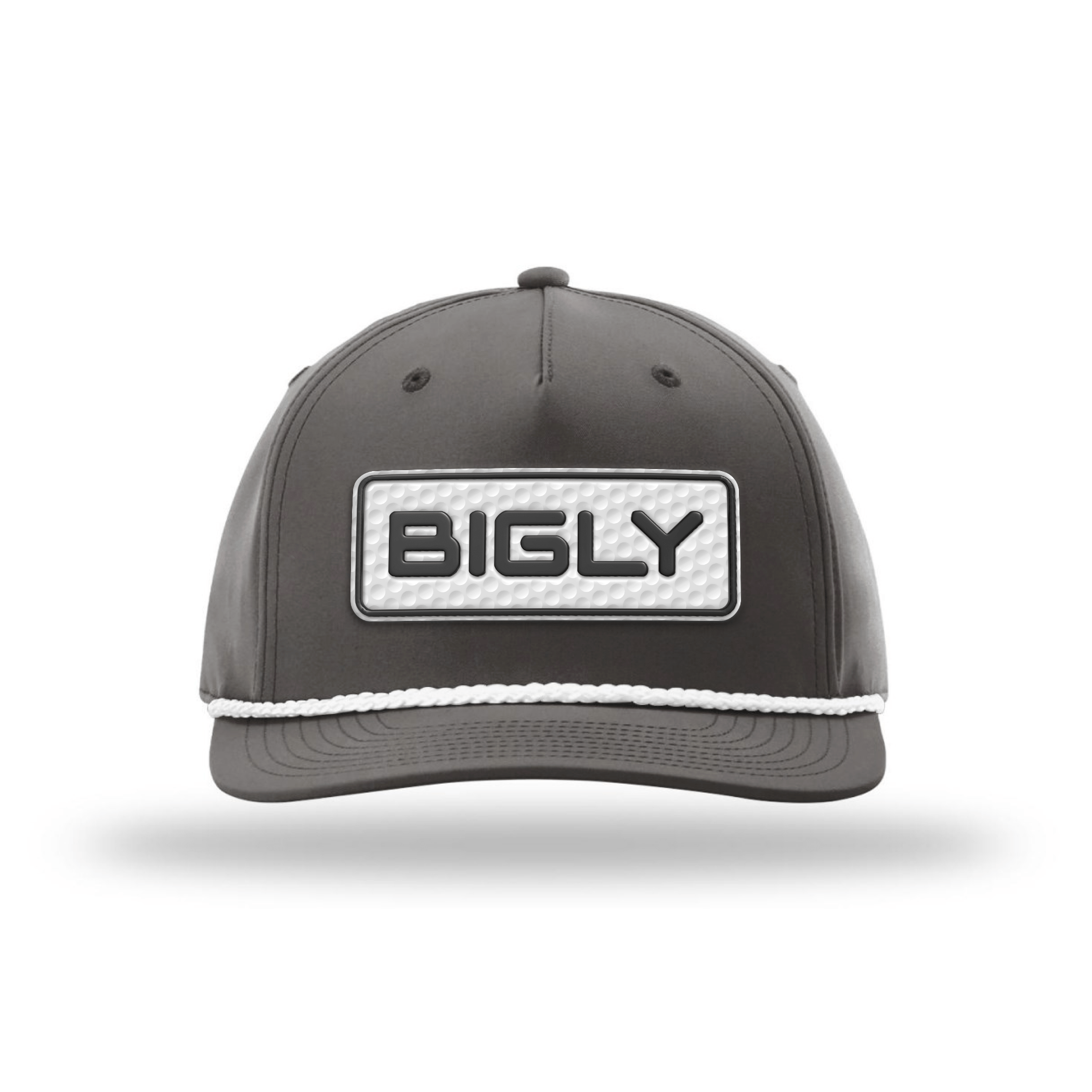 Five Panel Classic Rope / Dark Gray/White Bigly Golf Patch Rope Hat maga trump