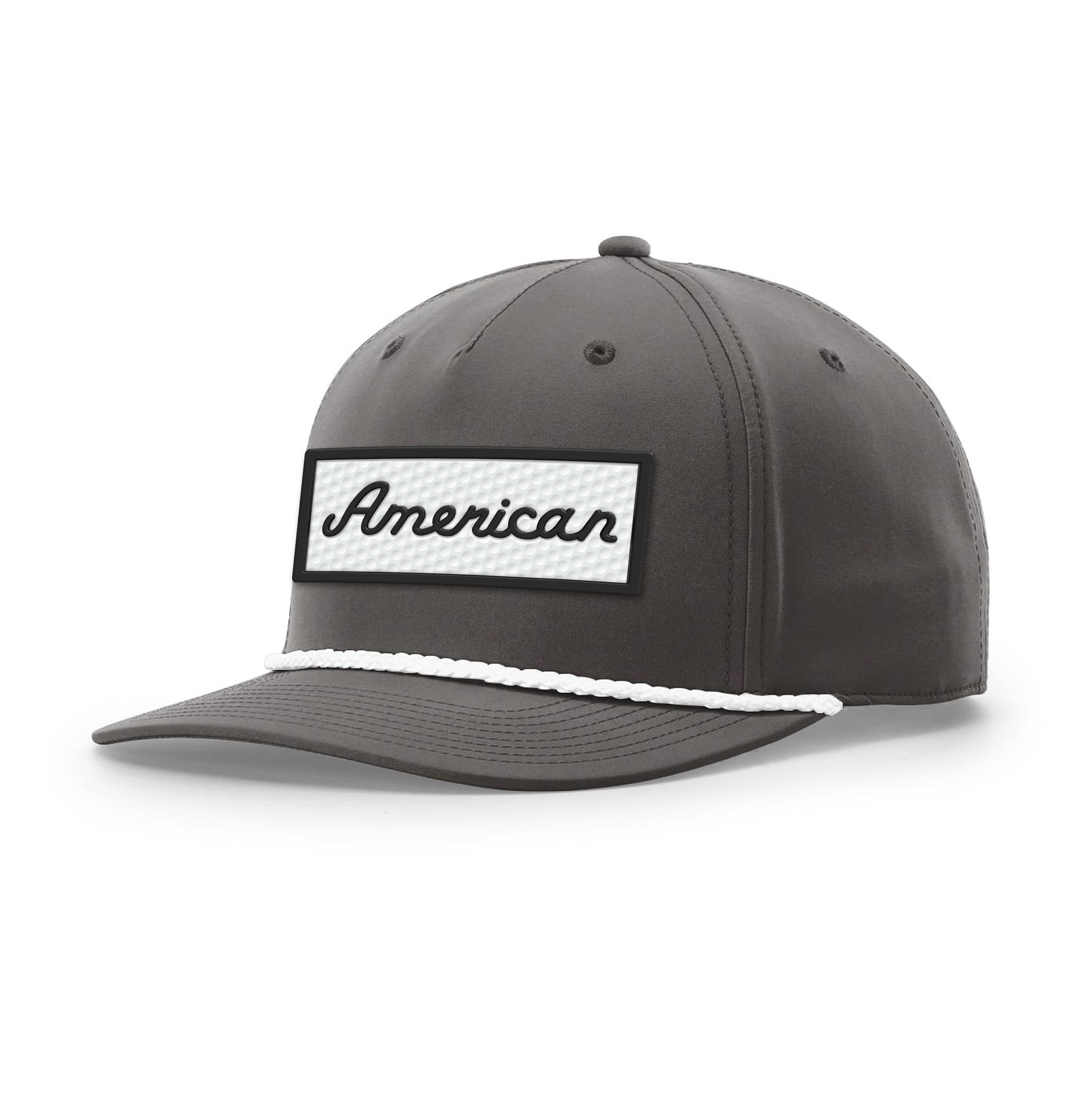 Five Panel Classic Rope / Dark Gray/White / OS American Golf Ball Patch Rope Hat maga trump