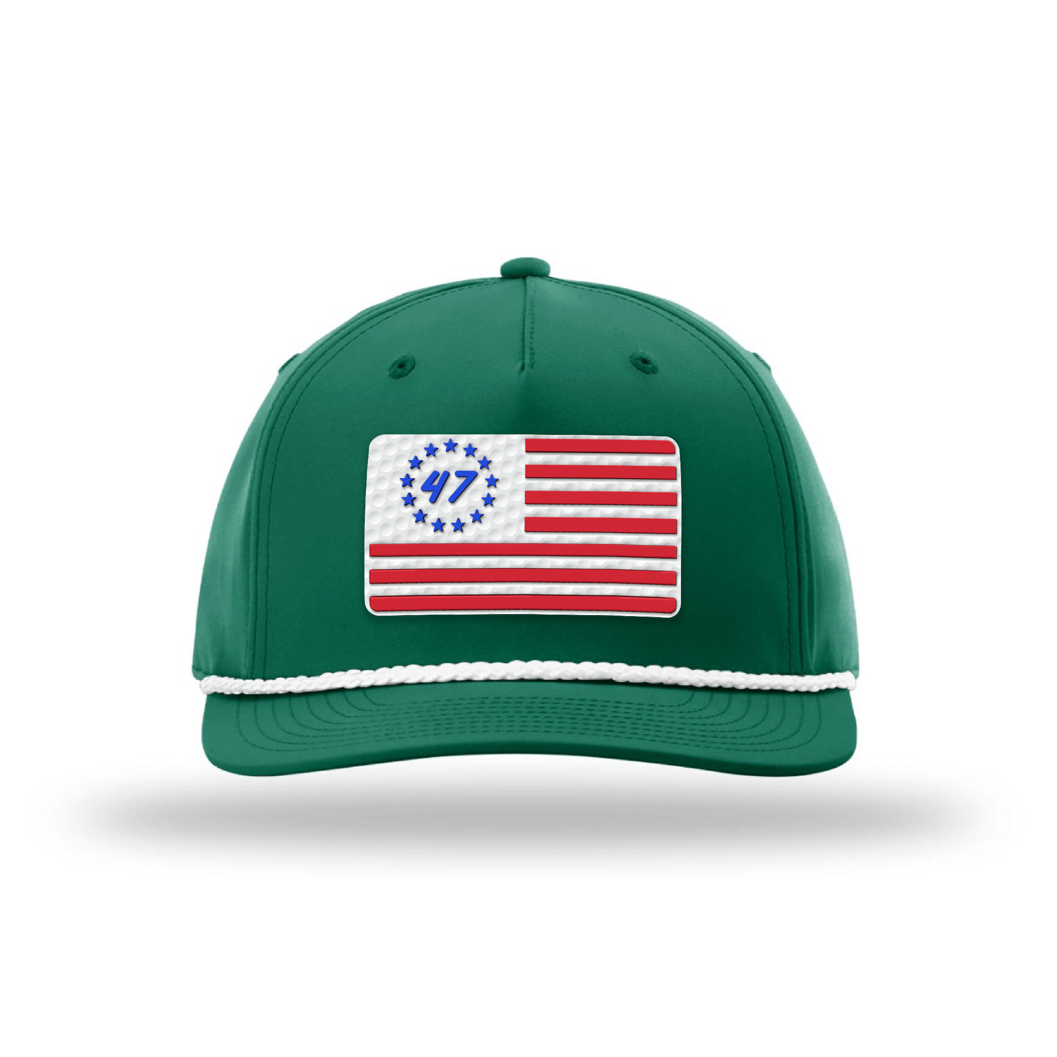 Five Panel Classic Rope / Green/White 47 Flag Patch Rope Hat maga trump