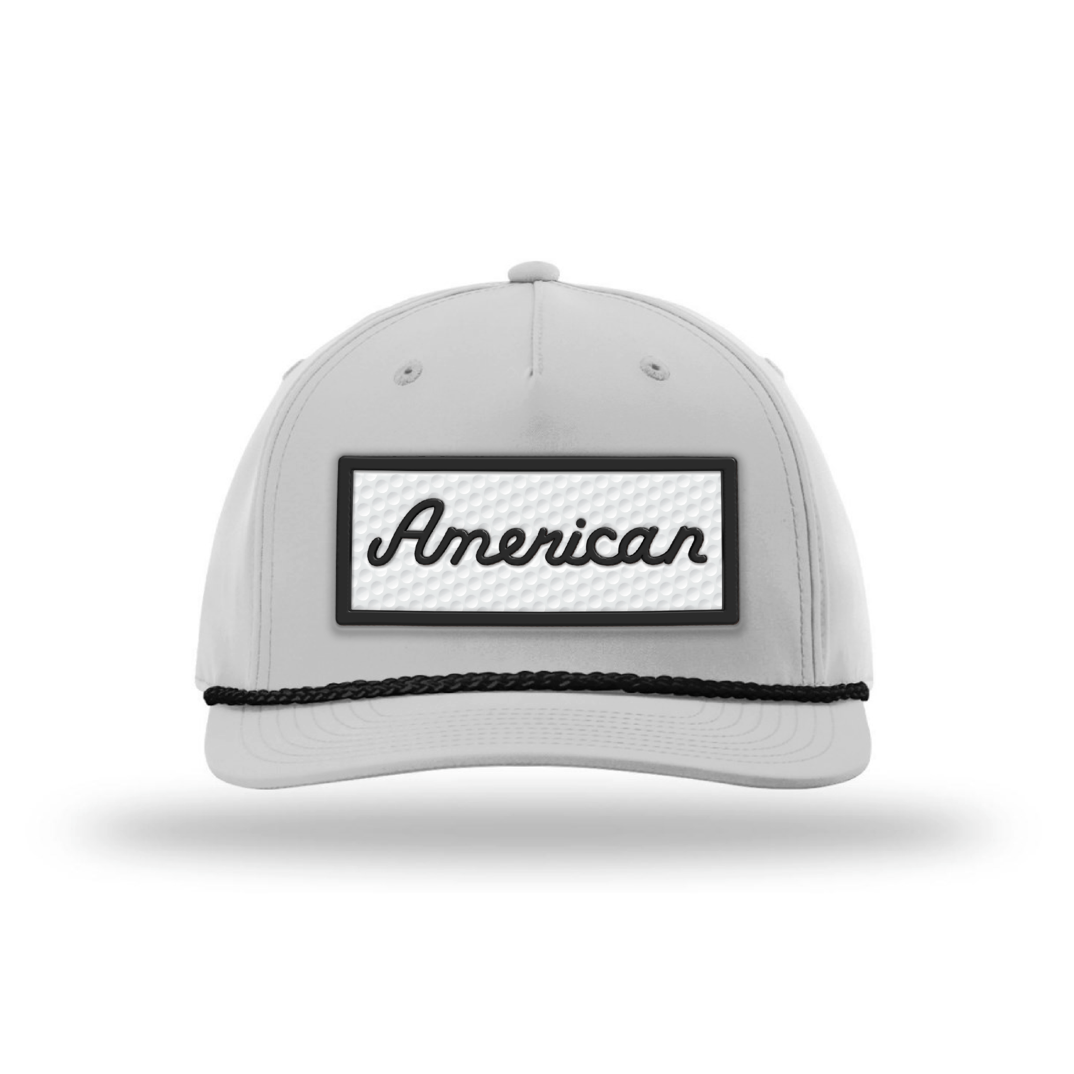 Five Panel Classic Rope / Light Gray/Black / OS American Golf Ball Patch Rope Hat maga trump