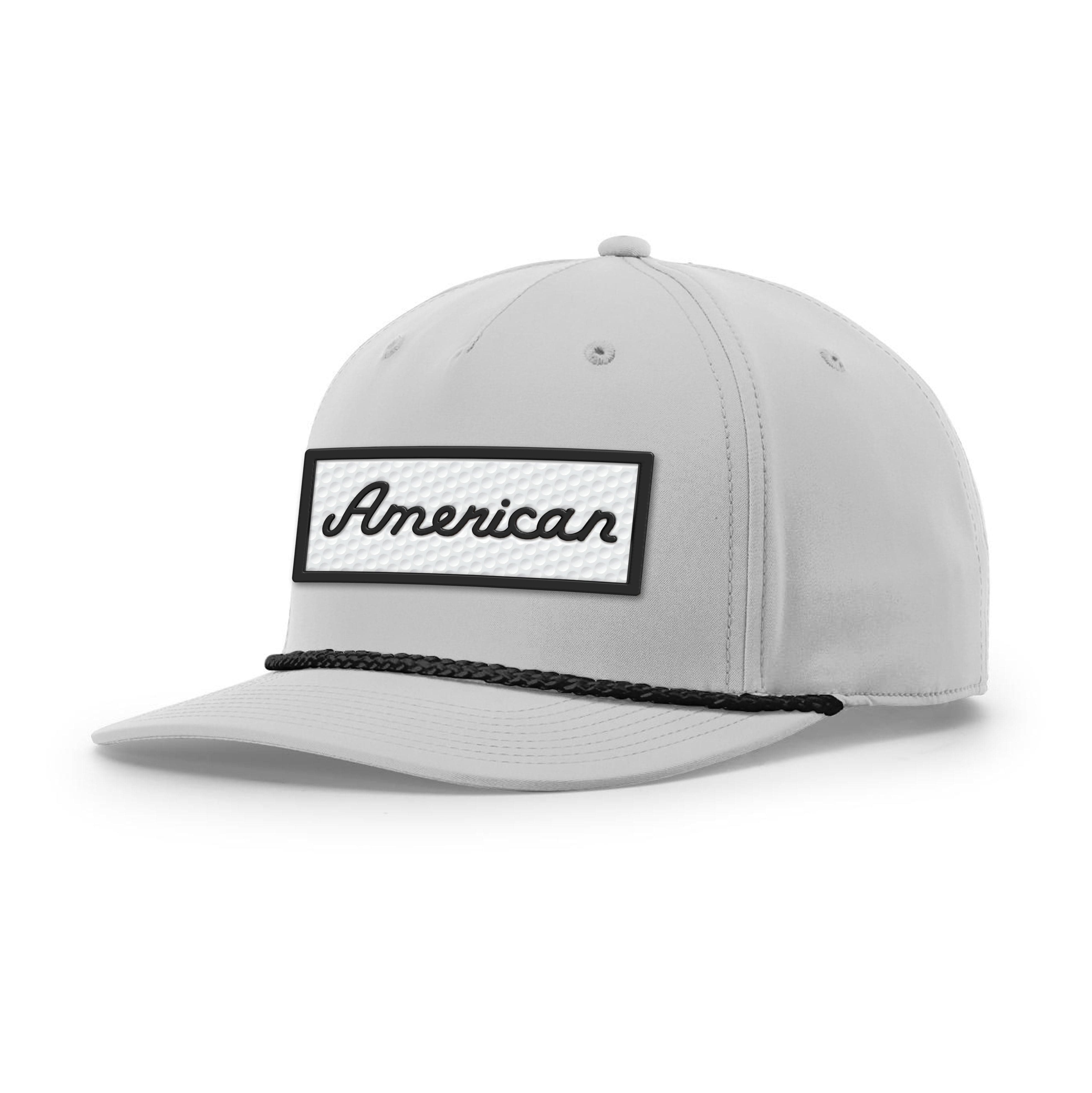 Five Panel Classic Rope / Light Gray/Black / OS American Golf Ball Patch Rope Hat maga trump