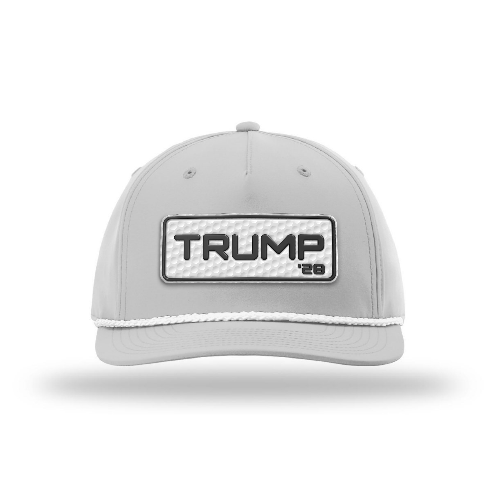 Five Panel Classic Rope / Light Gray/White Trump 28 Golf Patch Rope Hat maga trump