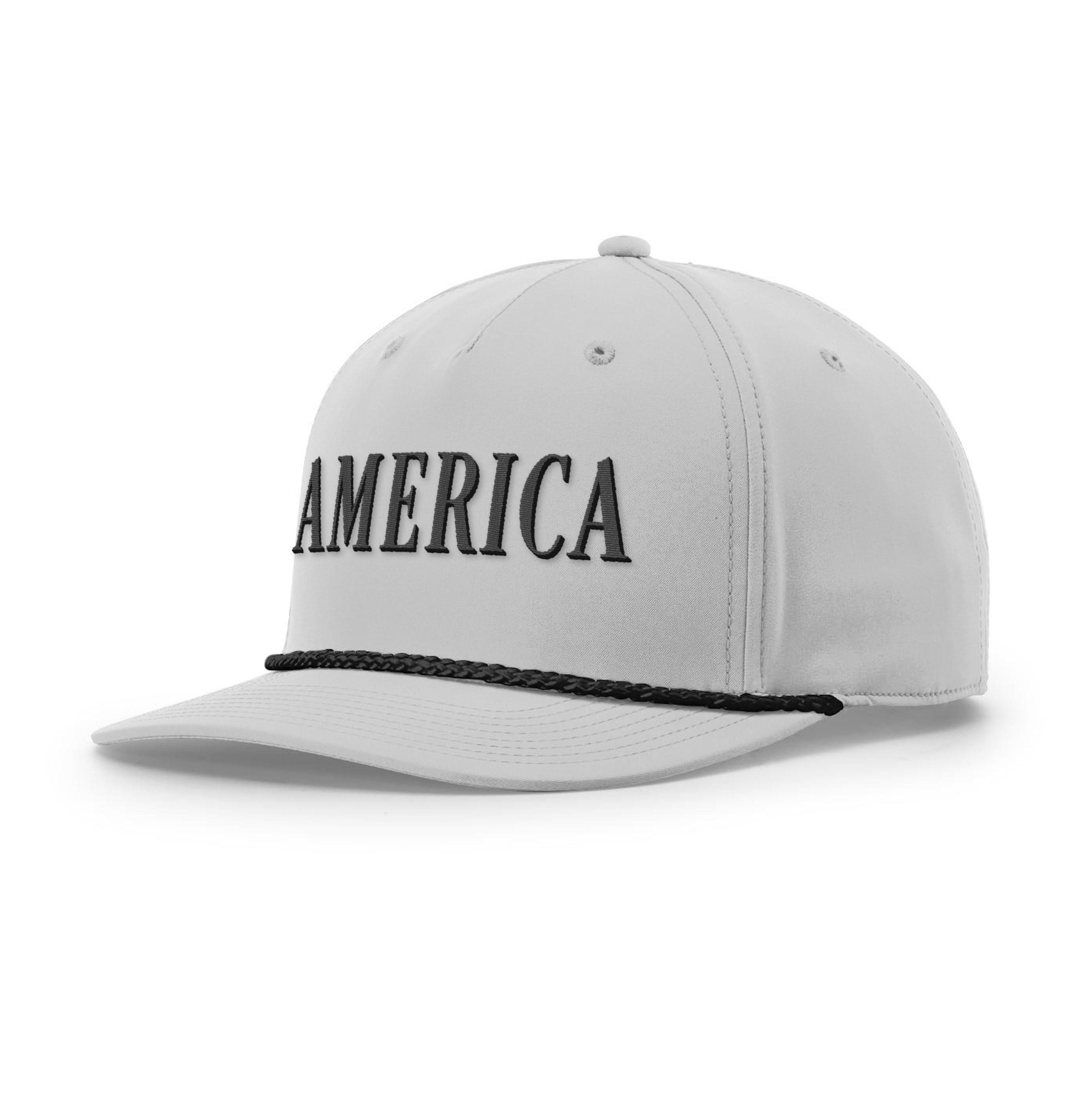 Five Panel Classic Rope / Light Grey and Black / OS America Rope Hat maga trump