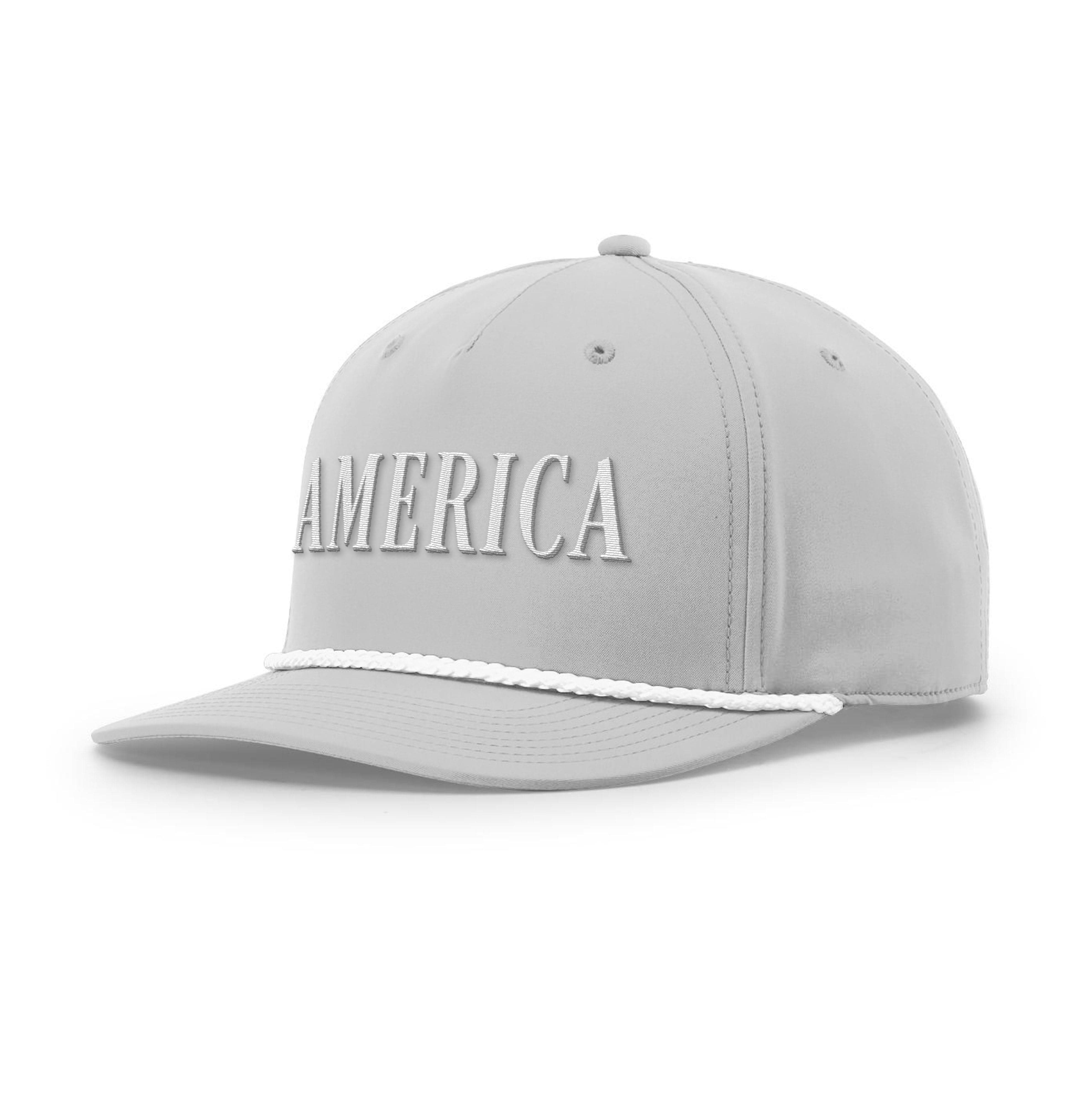 Five Panel Classic Rope / Light Grey and White / OS America Rope Hat maga trump