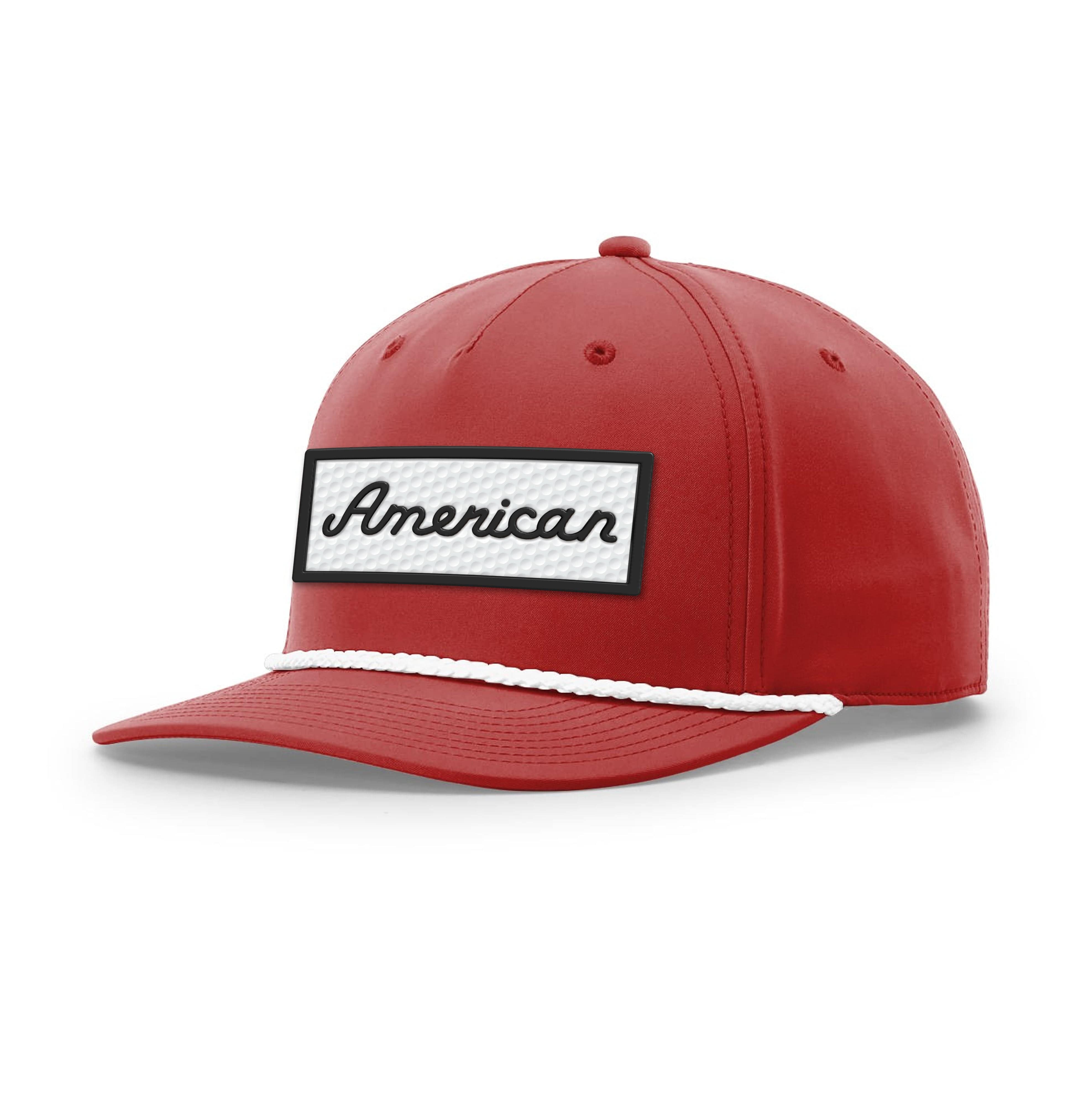 Five Panel Classic Rope / Red/White / OS American Golf Ball Patch Rope Hat maga trump
