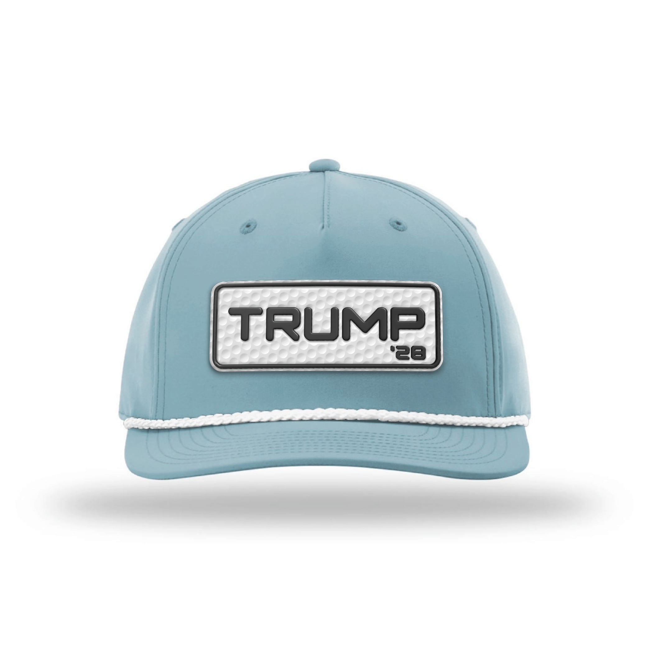 Five Panel Classic Rope / Smoke Blue/White Trump 28 Golf Patch Rope Hat maga trump