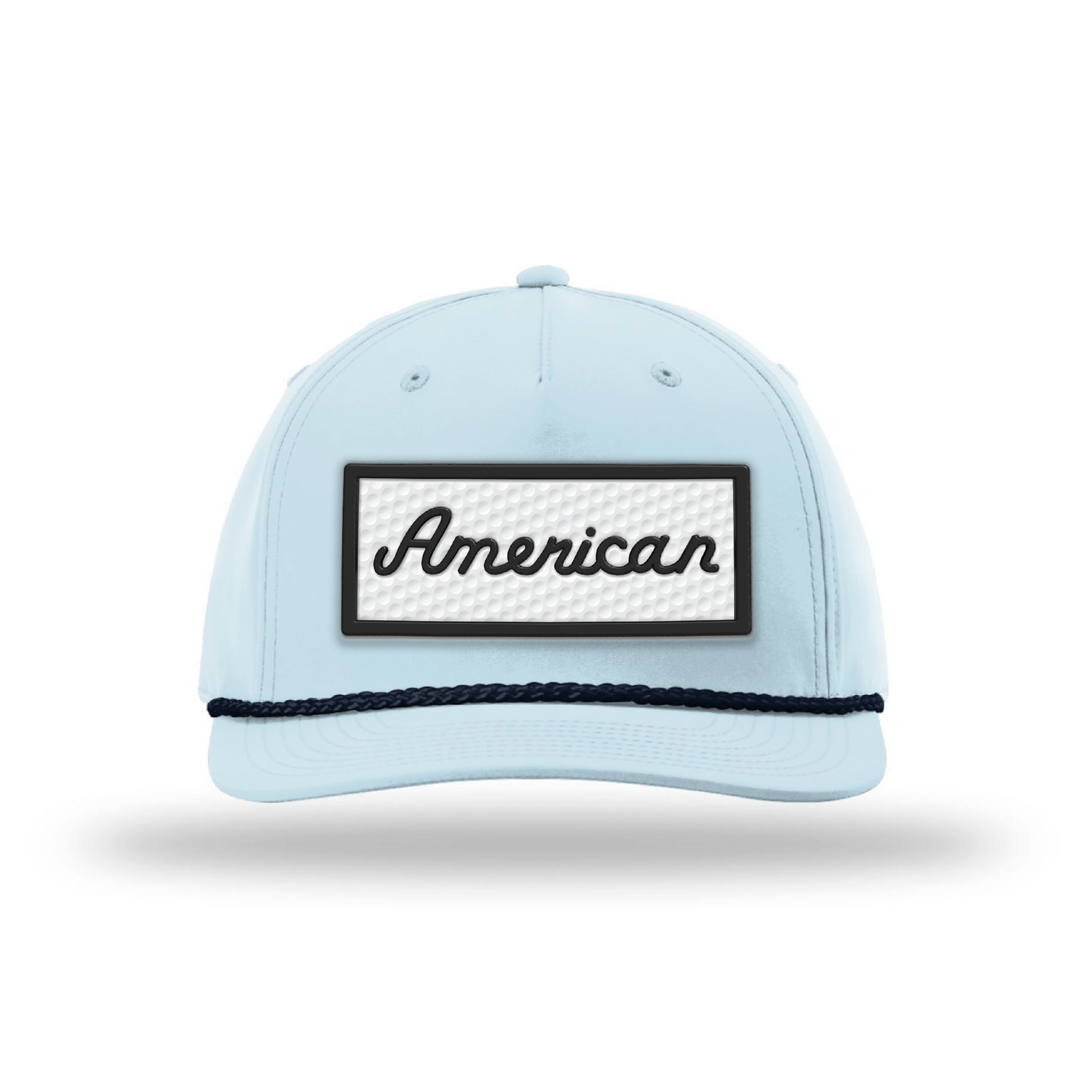 Five Panel Classic Rope / Soft Blue/Navy / OS American Golf Ball Patch Rope Hat maga trump