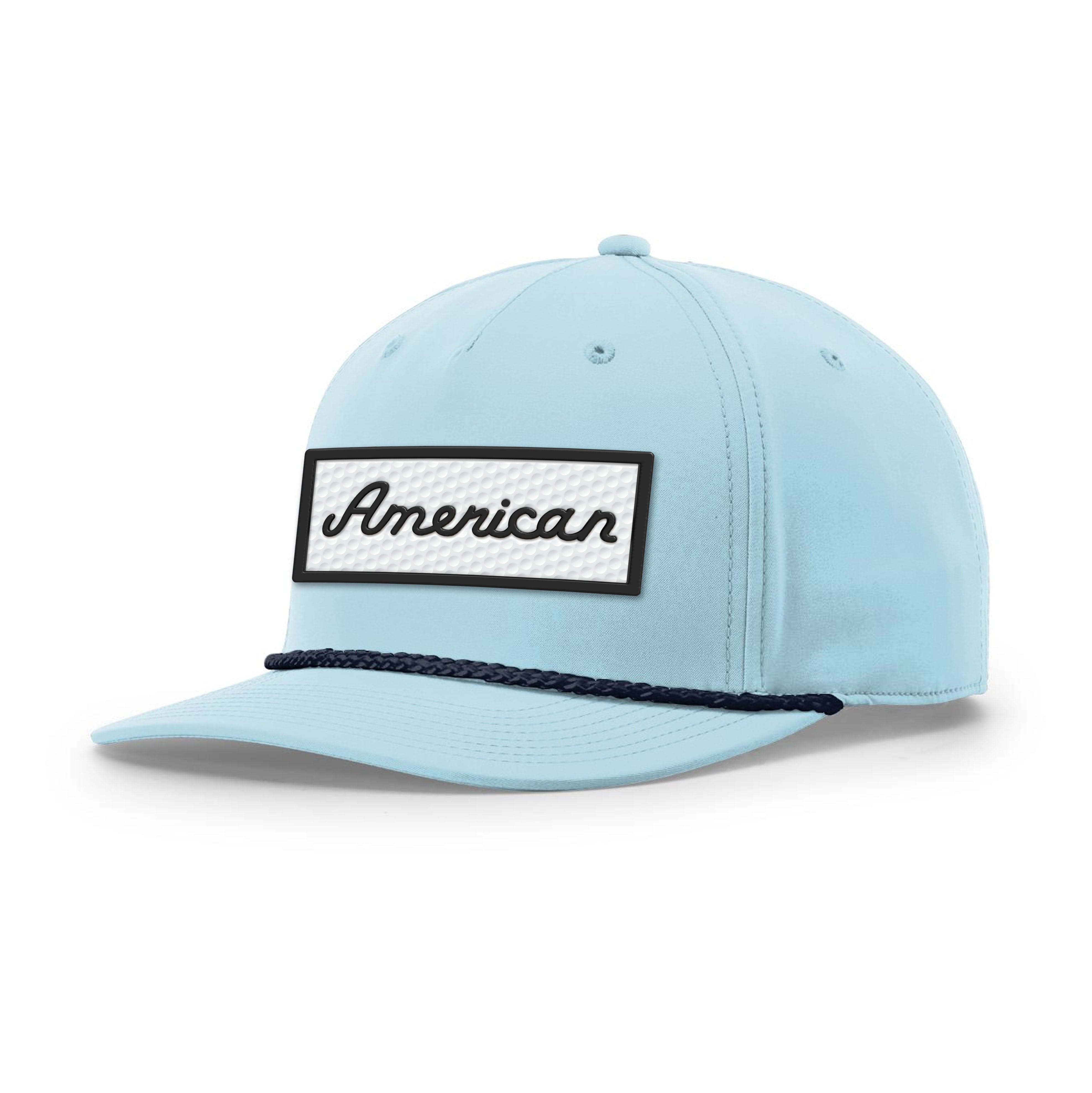 Five Panel Classic Rope / Soft Blue/Navy / OS American Golf Ball Patch Rope Hat maga trump