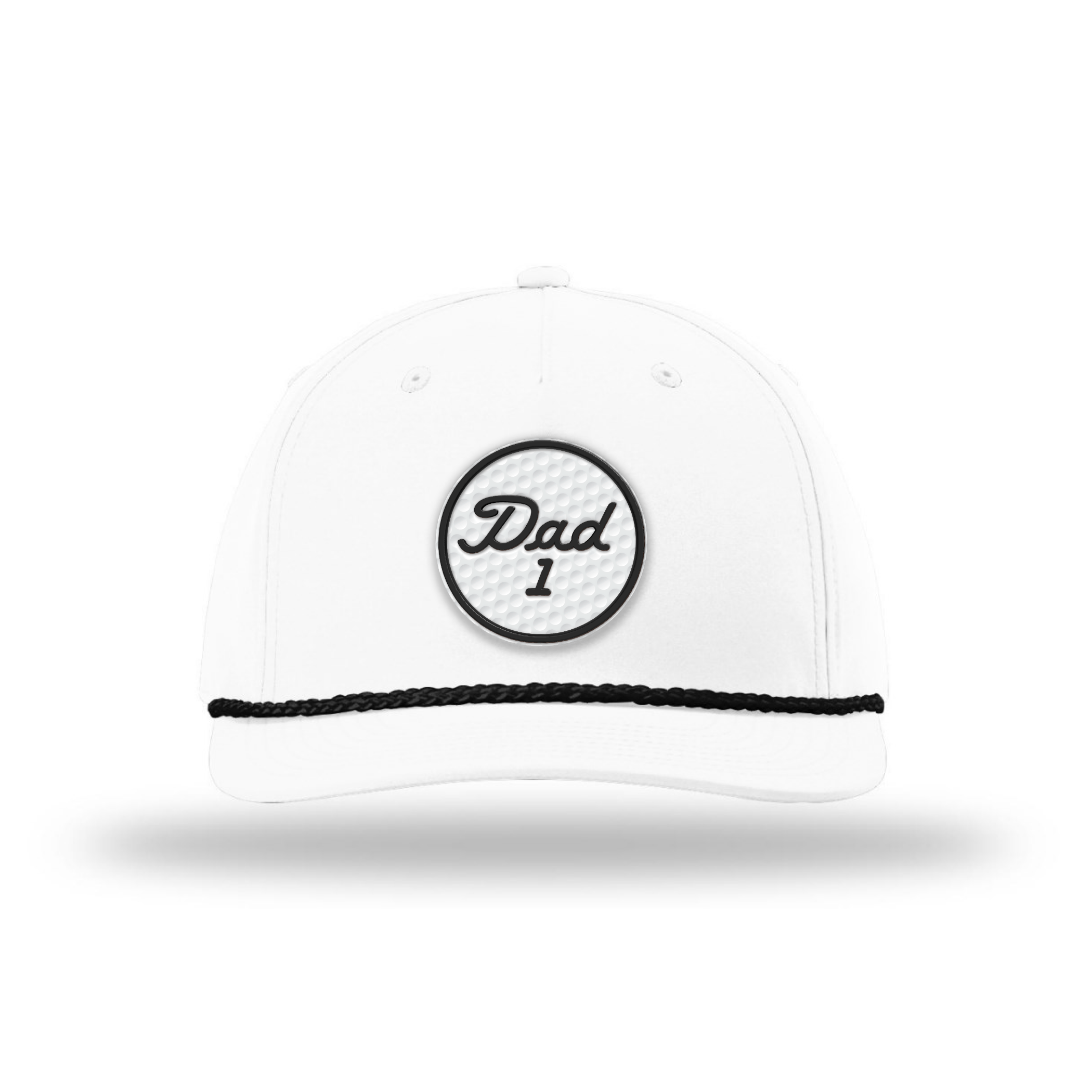 Five Panel Classic Rope / White/Black / OS #1 Dad Golf Ball Circle Patch Rope Hat maga trump
