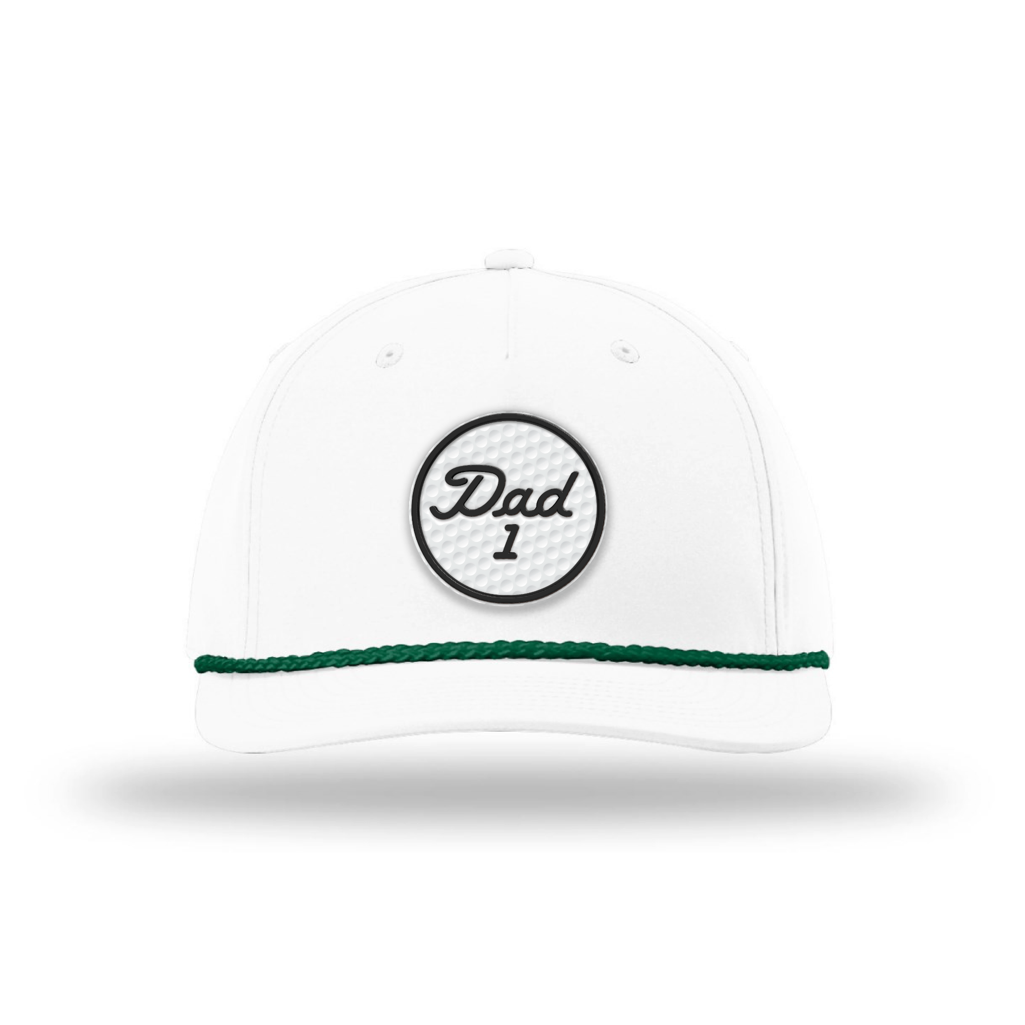 Five Panel Classic Rope / White/Green / OS #1 Dad Golf Ball Circle Patch Rope Hat maga trump