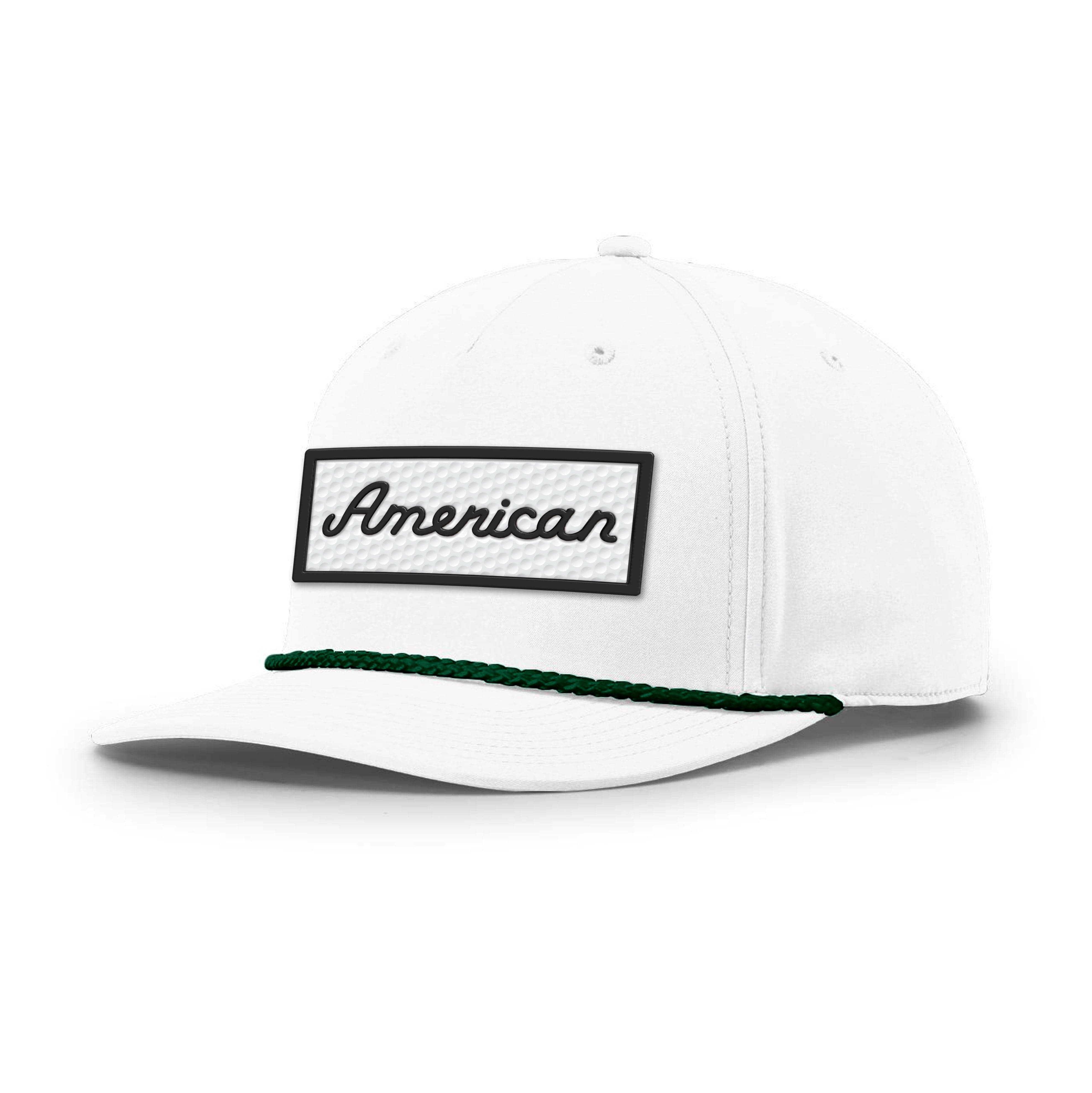 Five Panel Classic Rope / White/Green / OS American Golf Ball Patch Rope Hat maga trump