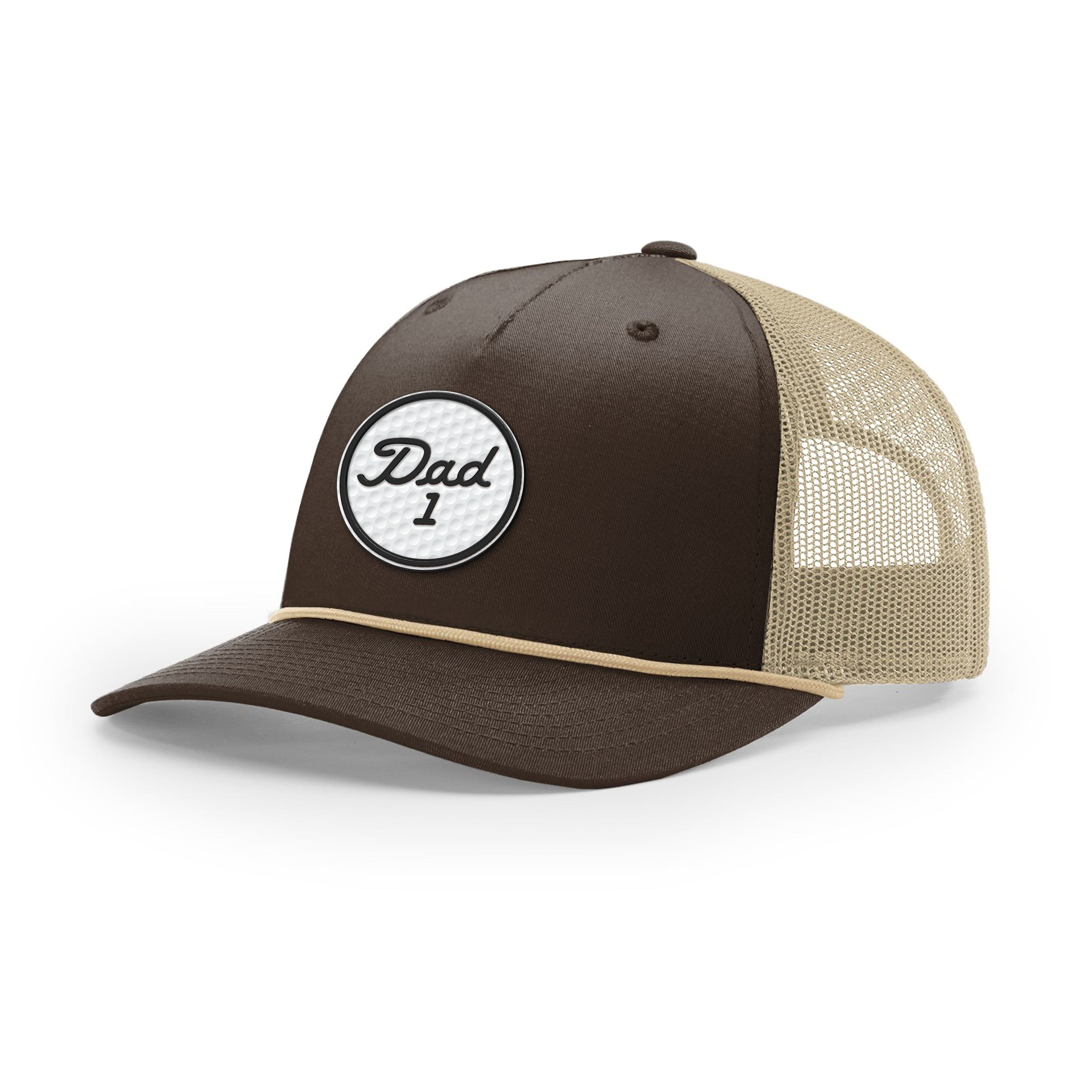 Five Panel Trucker with Rope / Brown/Khaki / OS #1 Dad Golf Ball Circle Patch Rope Trucker Hat maga trump